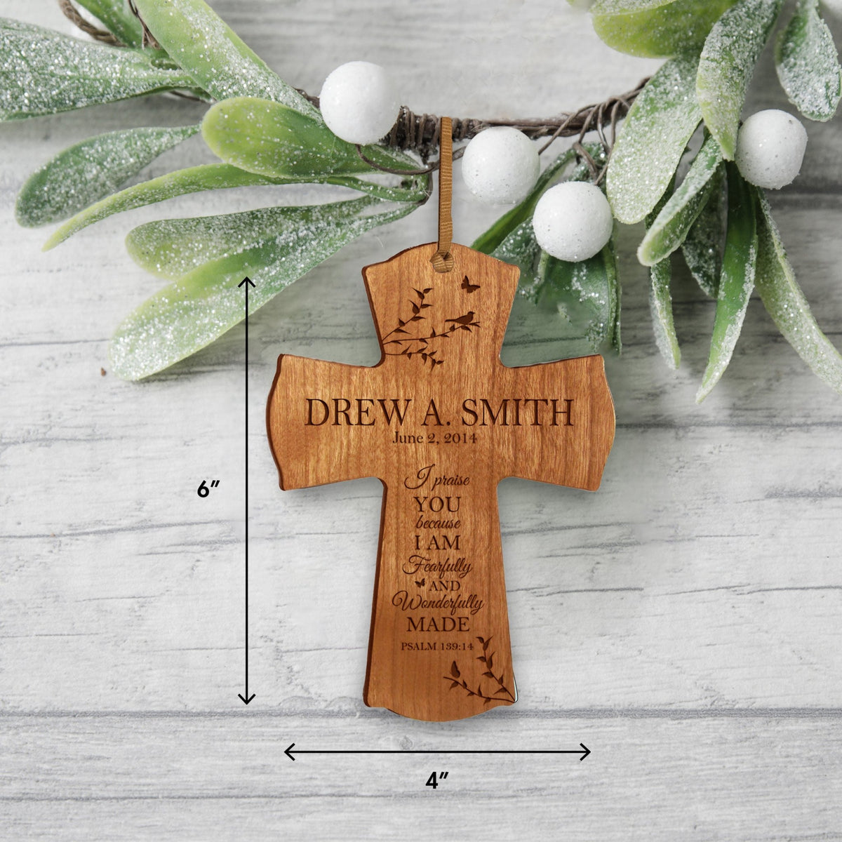 Personalized 1st Holy Communion Wall Cross - Fearfully and Wonderfully - LifeSong Milestones