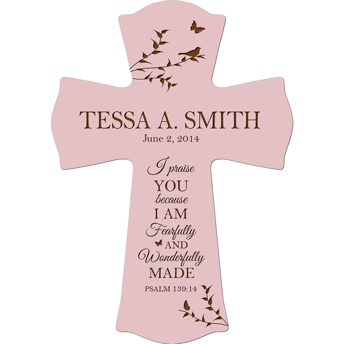 Personalized 1st Holy Communion Wall Cross - Fearfully and Wonderfully - LifeSong Milestones