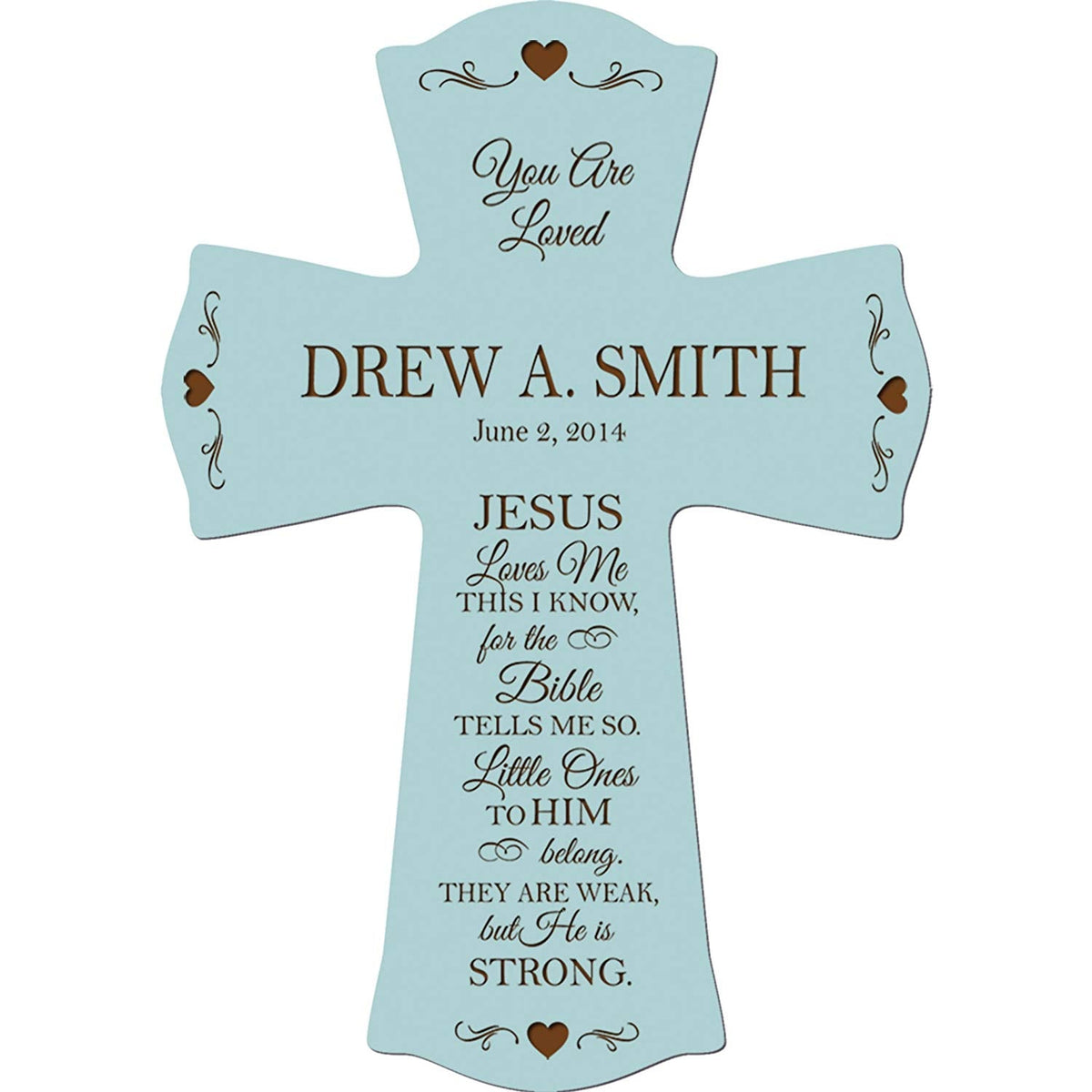 Personalized 1st Holy Communion Wall Cross - Jesus Loves Me - LifeSong Milestones