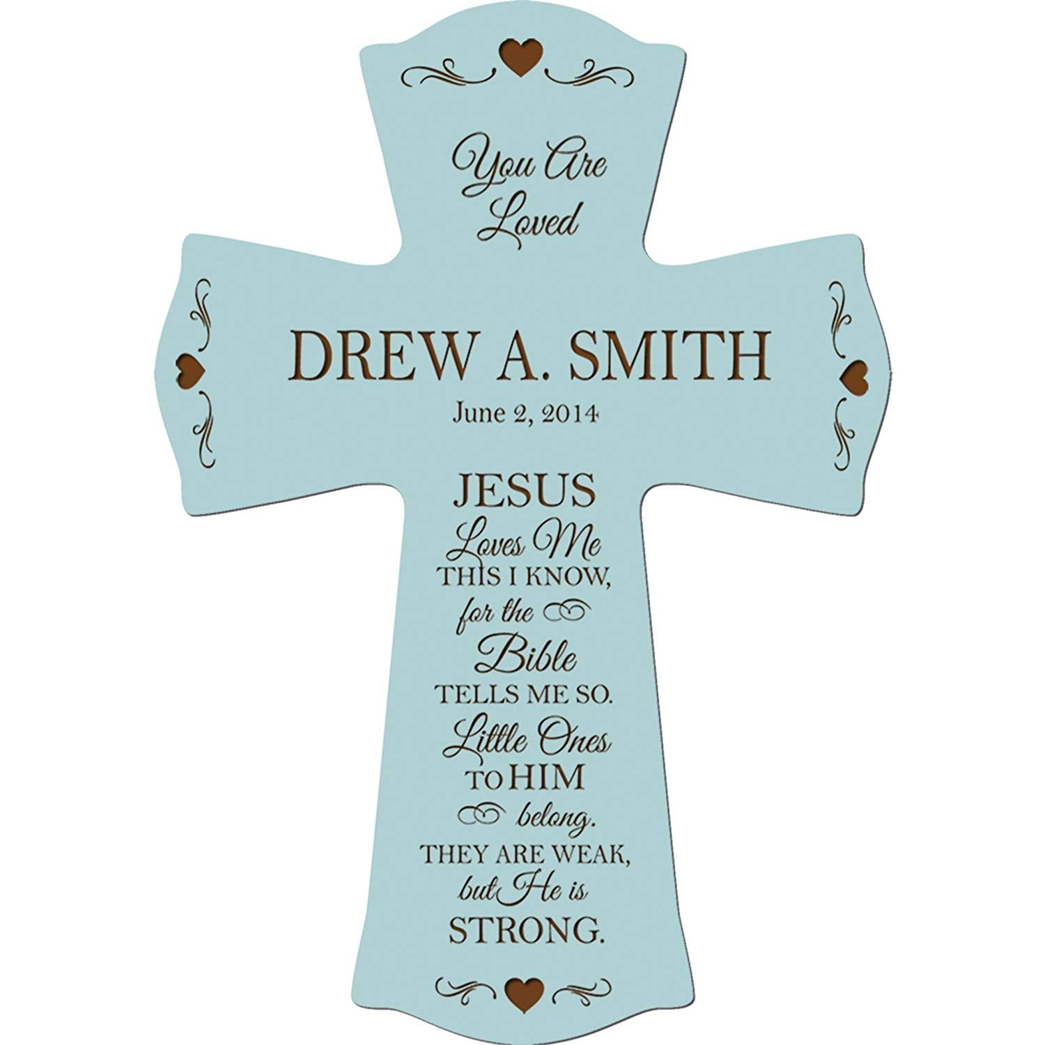 Personalized 1st Holy Communion Wall Cross - Jesus Loves Me - LifeSong Milestones