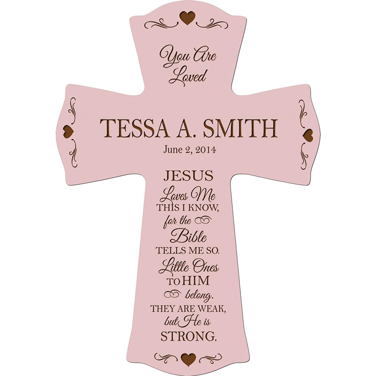Personalized 1st Holy Communion Wall Cross - Jesus Loves Me - LifeSong Milestones