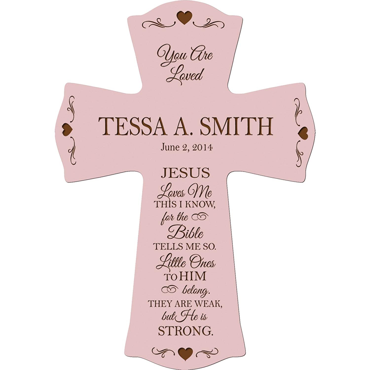 Personalized 1st Holy Communion Wall Cross - Jesus Loves Me - LifeSong Milestones