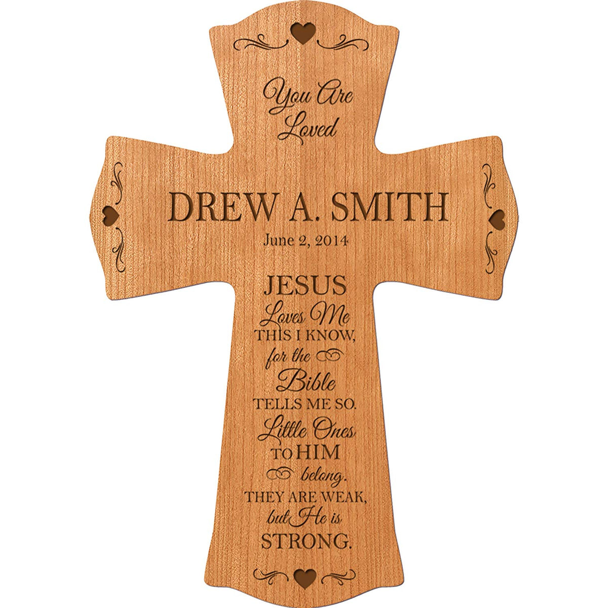 Personalized 1st Holy Communion Wall Cross - Jesus Loves Me - LifeSong Milestones