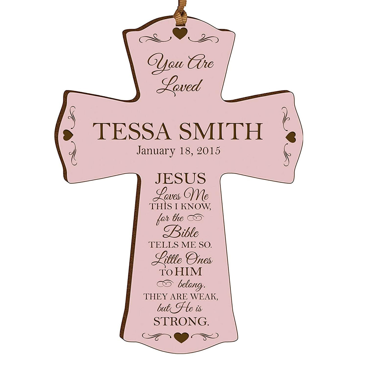 Personalized 1st Holy Communion Wall Cross - Jesus Loves Me - LifeSong Milestones