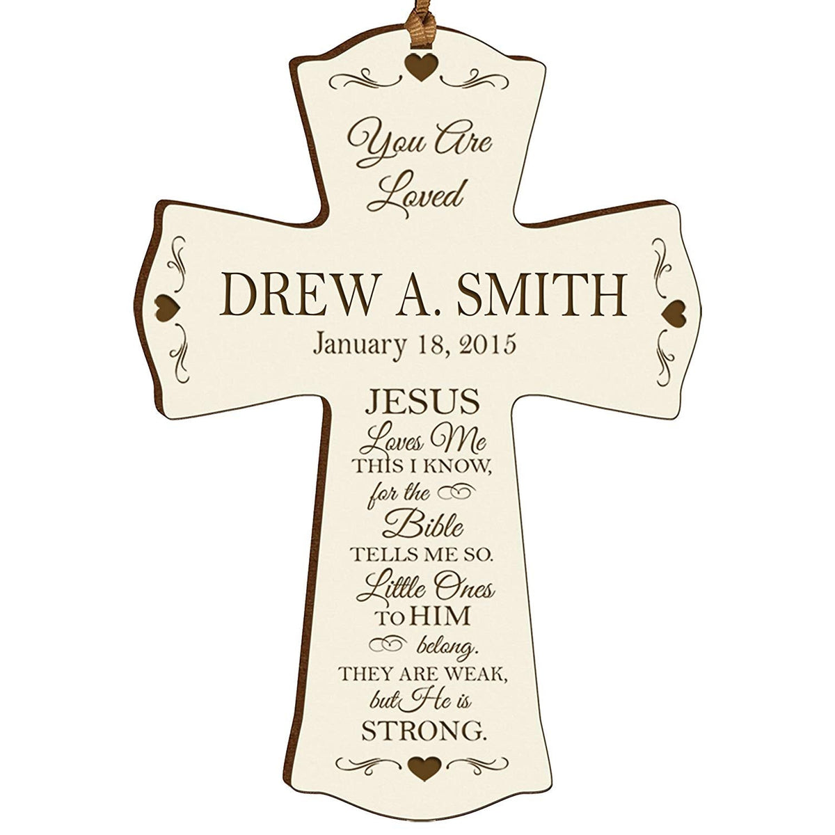 Personalized 1st Holy Communion Wall Cross - Jesus Loves Me - LifeSong Milestones