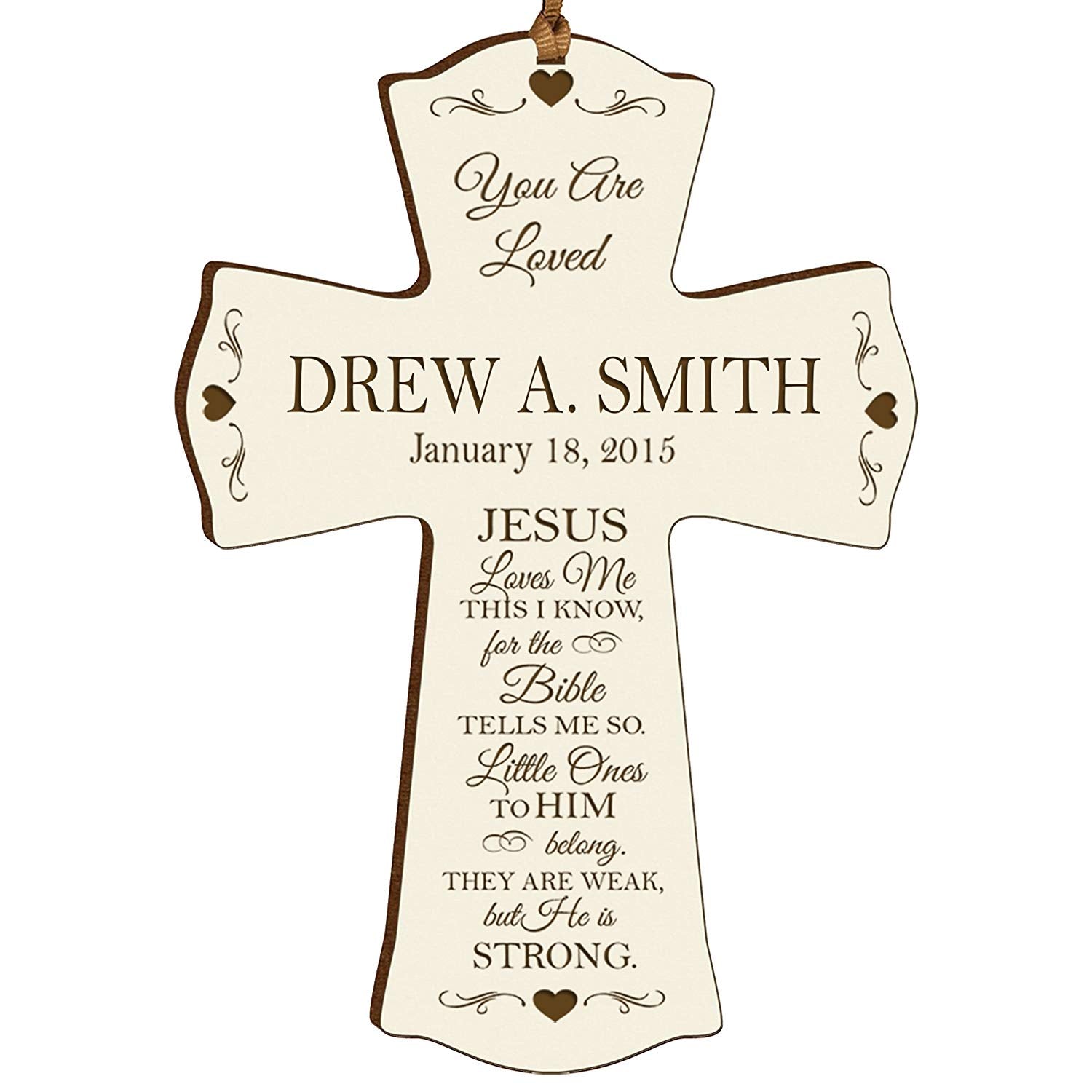 Personalized 1st Holy Communion Wall Cross - Jesus Loves Me - LifeSong Milestones