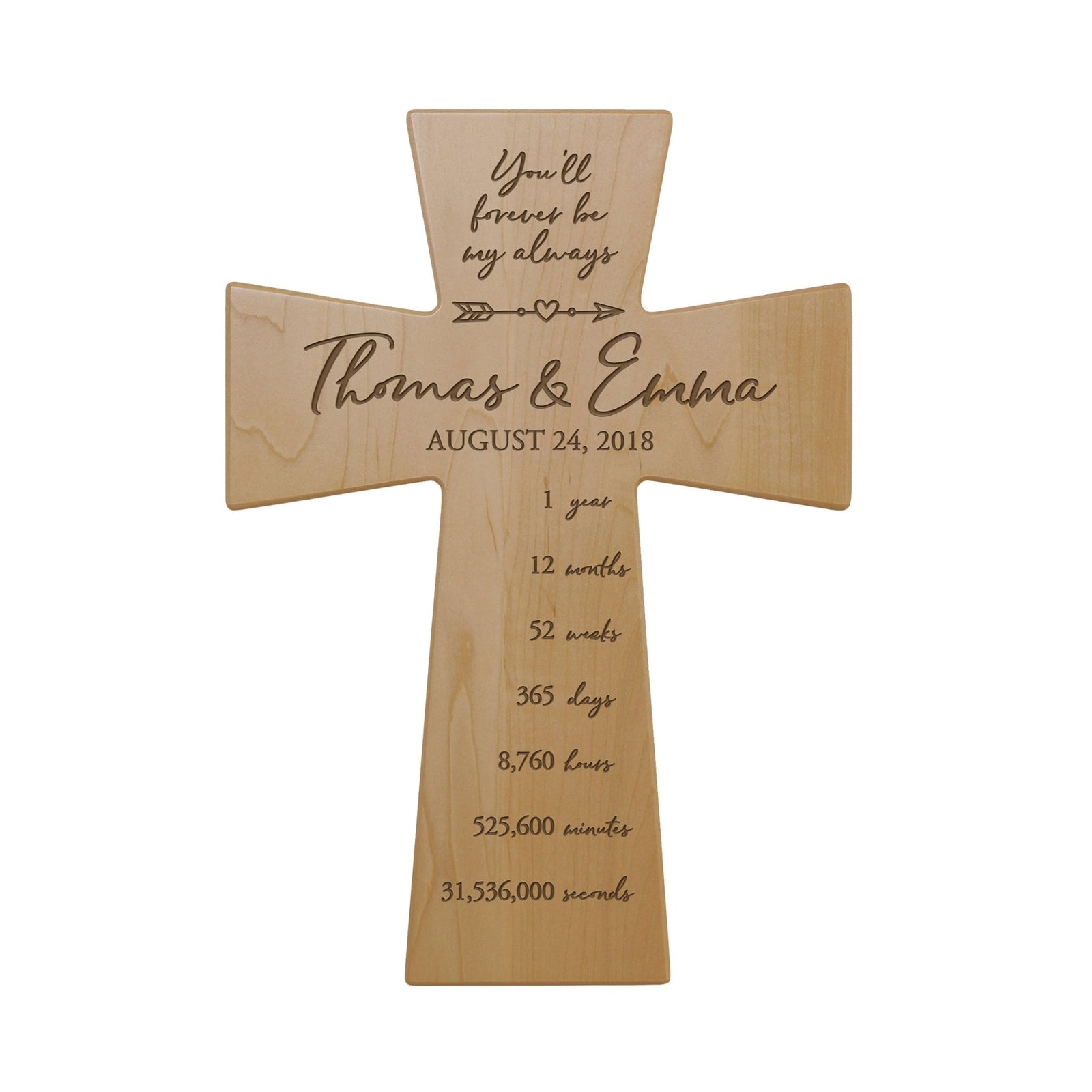 Lifesong Milestones Elegant Personalized Wall Cross – Ideal 1st Anniversary Gift for Couple