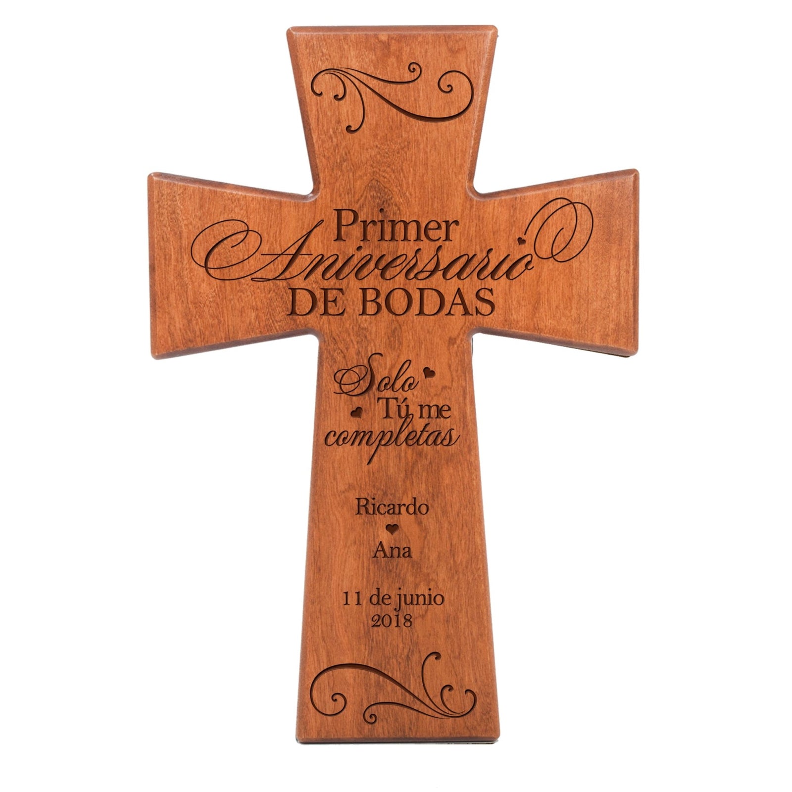 Personalized 1st Wedding Anniversary Spanish Wall Cross - Primer Aniversario - LifeSong Milestones