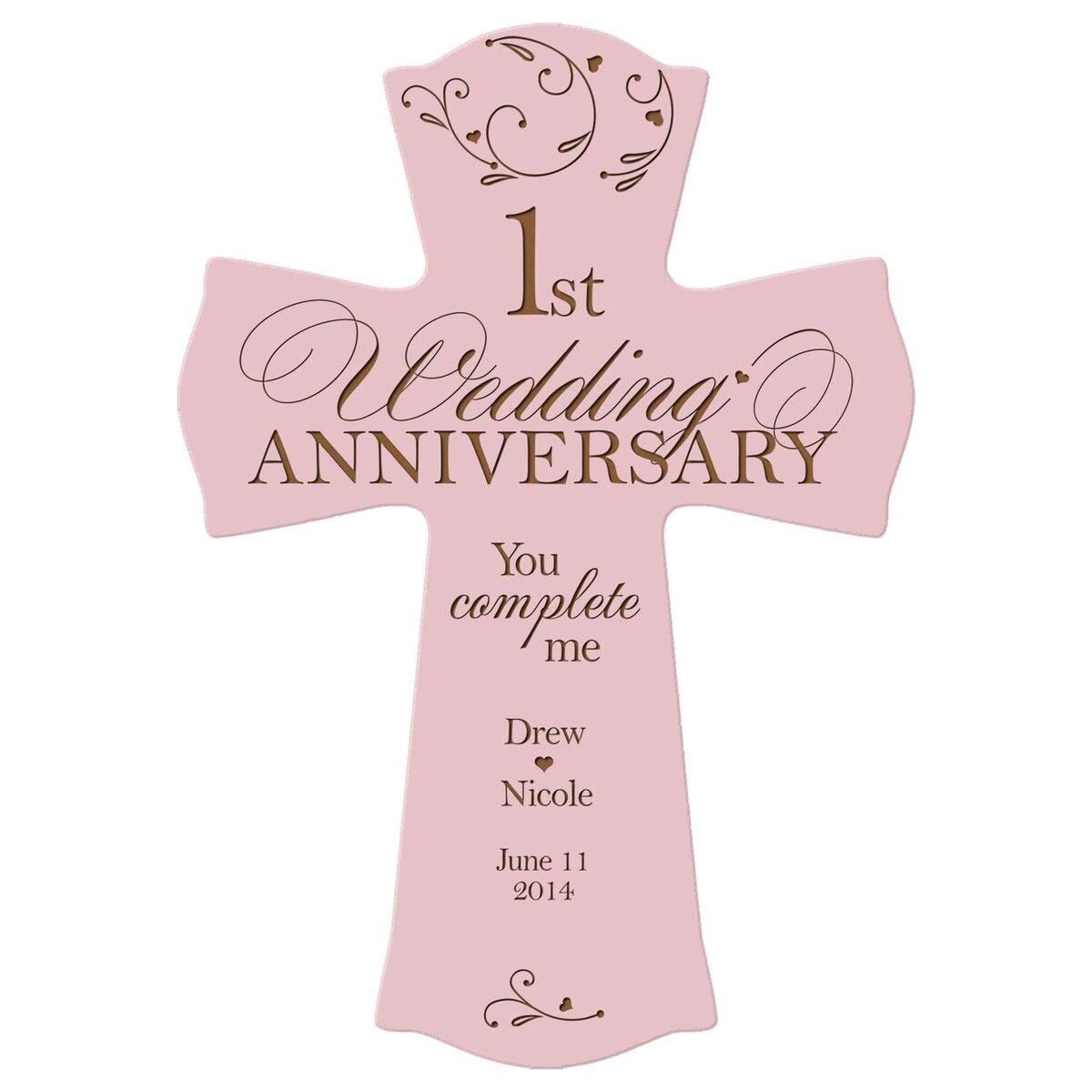 Personalized 1st Wedding Anniversary Wall Cross - You Complete Me - LifeSong Milestones