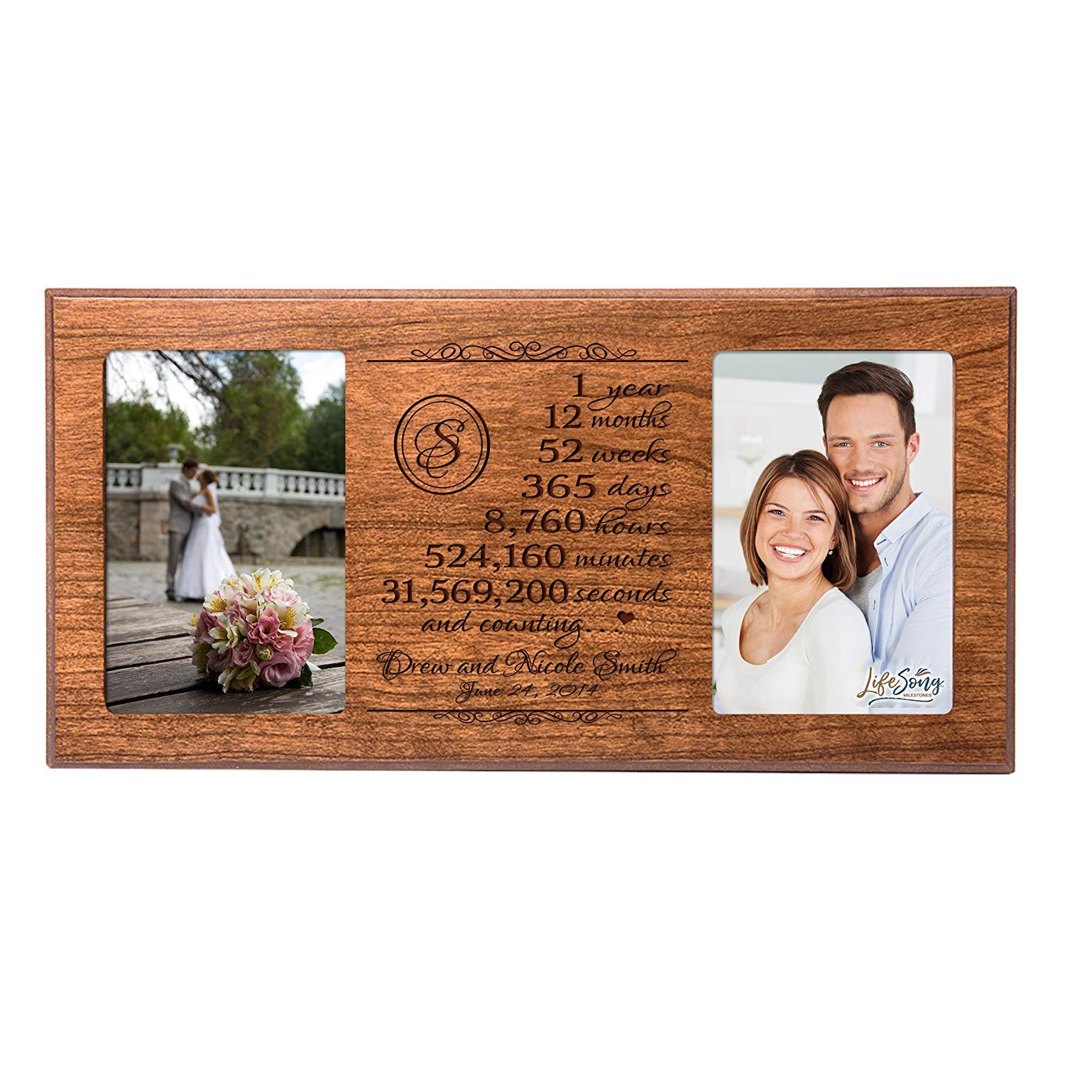Lifesong Milestones Personalized Picture Frame for Couples 1st Wedding Anniversary Decorations