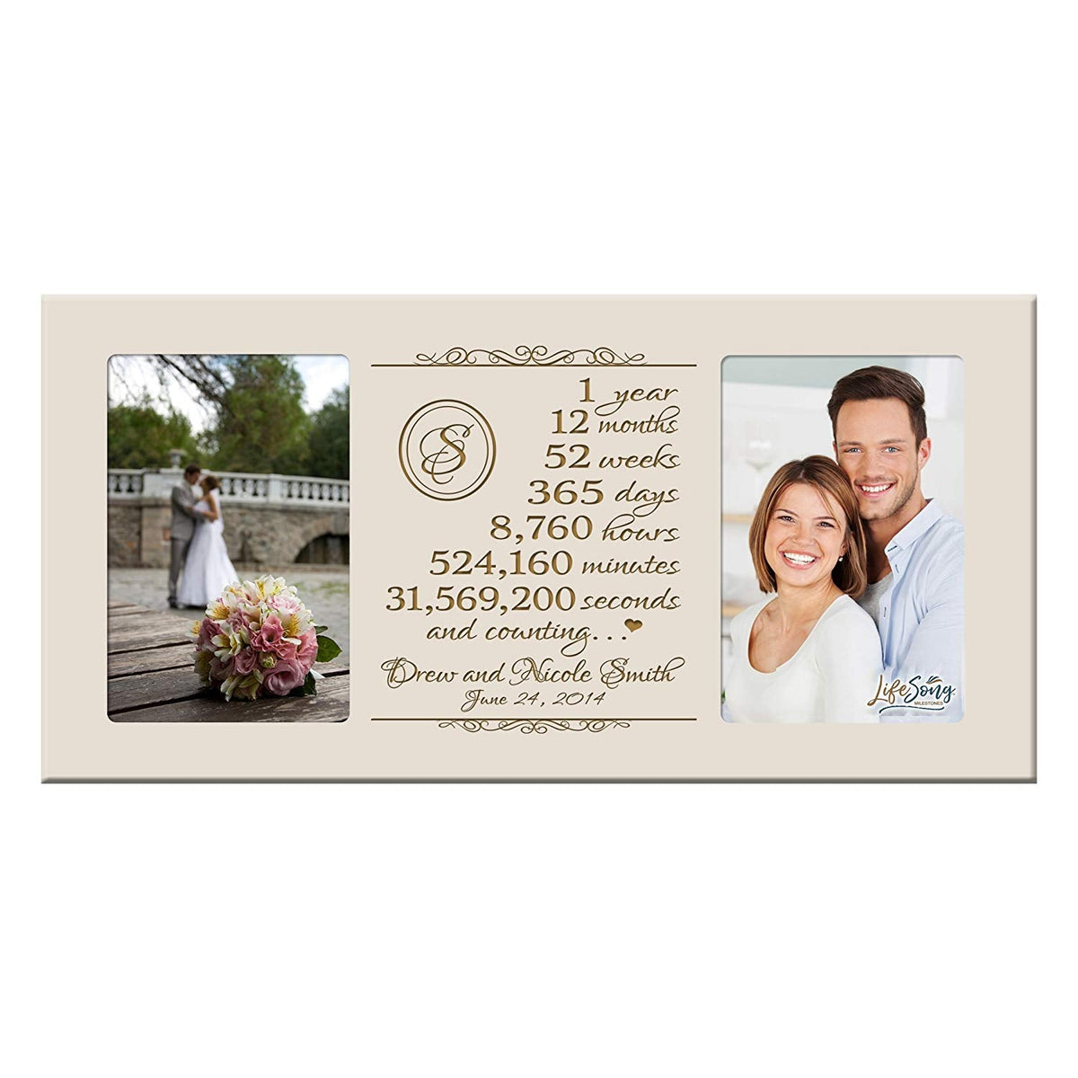 Lifesong Milestones Personalized Picture Frame for Couples 1st Wedding Anniversary Decorations