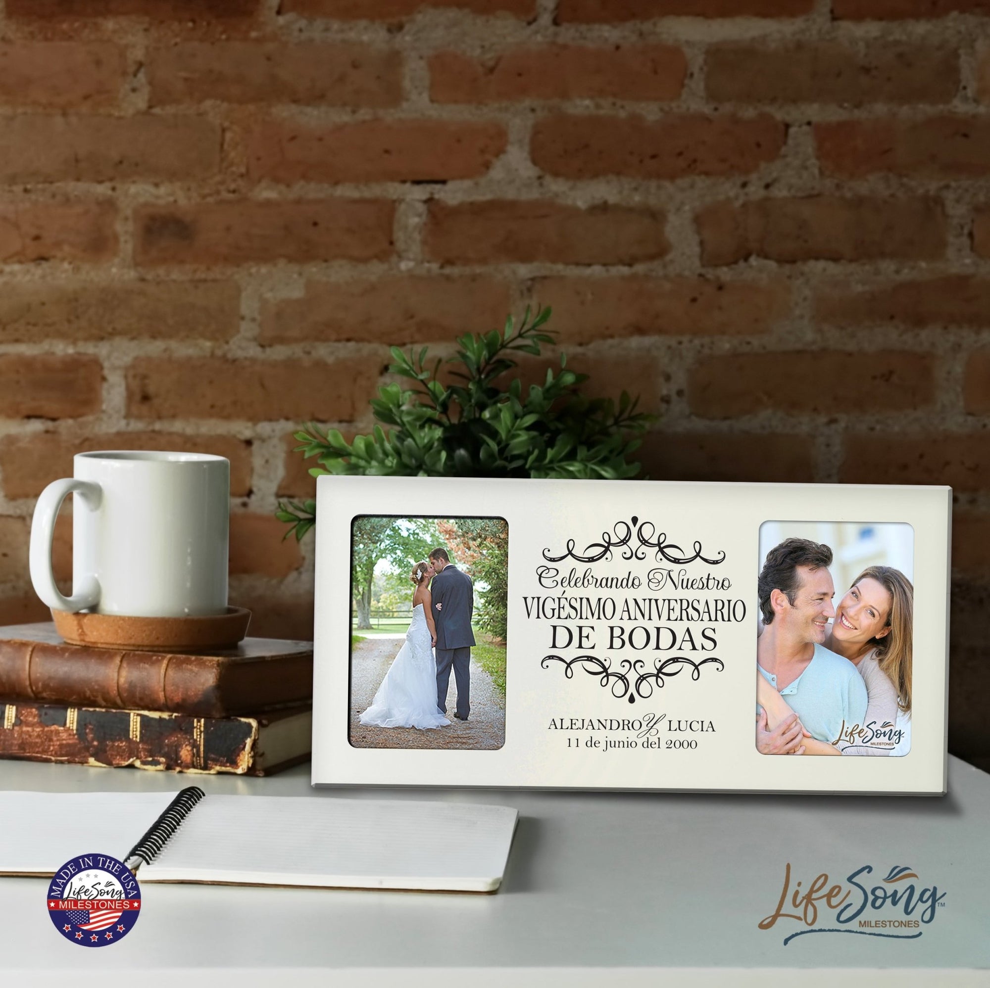 Unique Spanish Picture Frame 20th Wedding Anniversary Home Decor – Personalized Gift for Couples
