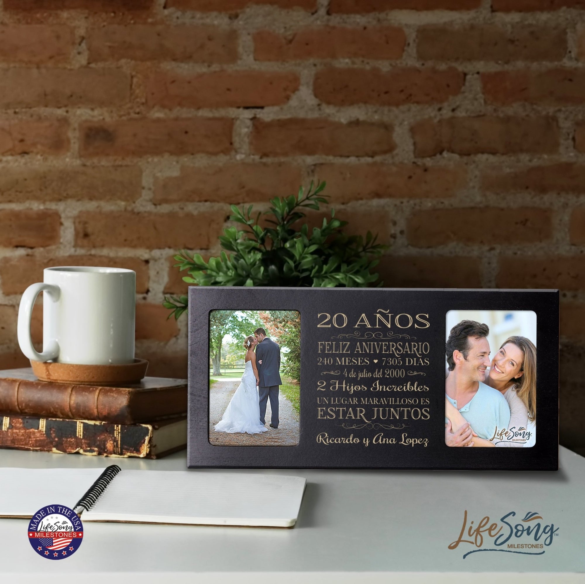 Lifesong Milestones Personalized Couples 20th Wedding Anniversary Spanish Picture Fram