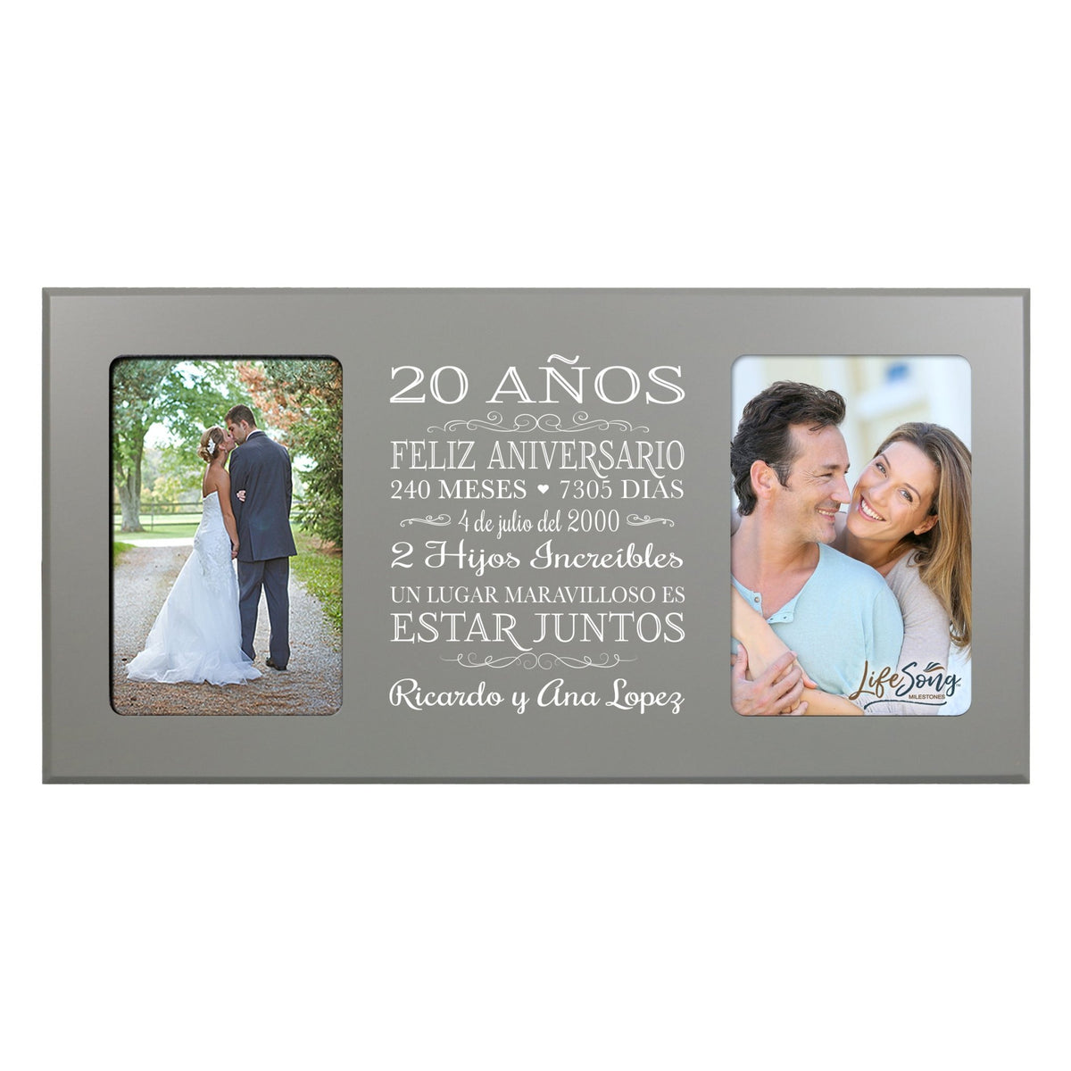 Lifesong Milestones Personalized Couples 20th Wedding Anniversary Spanish Picture Fram