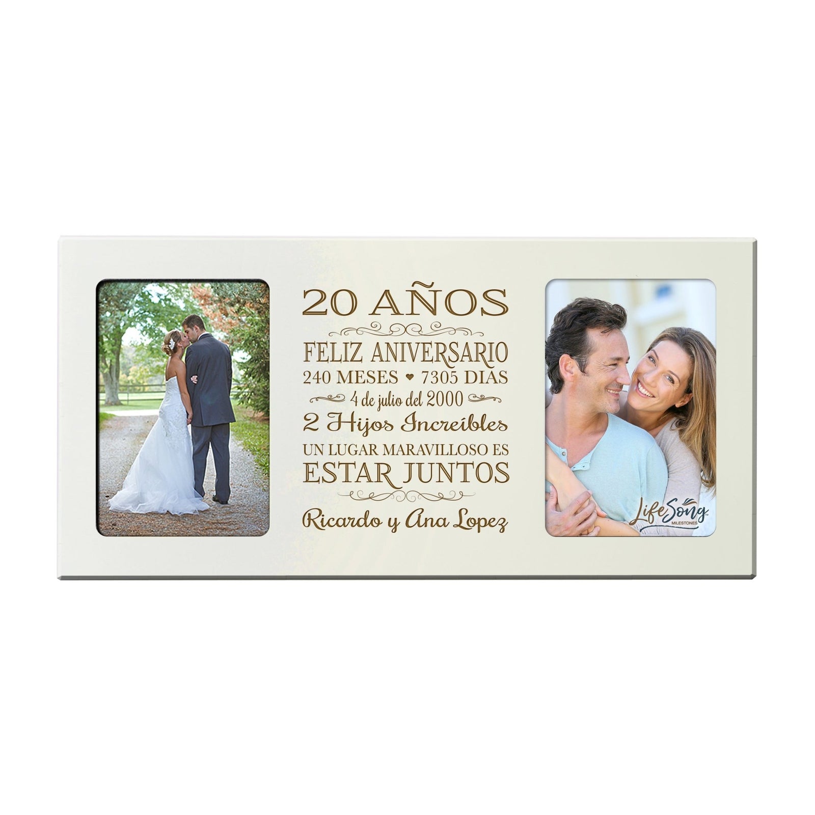 Lifesong Milestones Personalized Couples 20th Wedding Anniversary Spanish Picture Fram