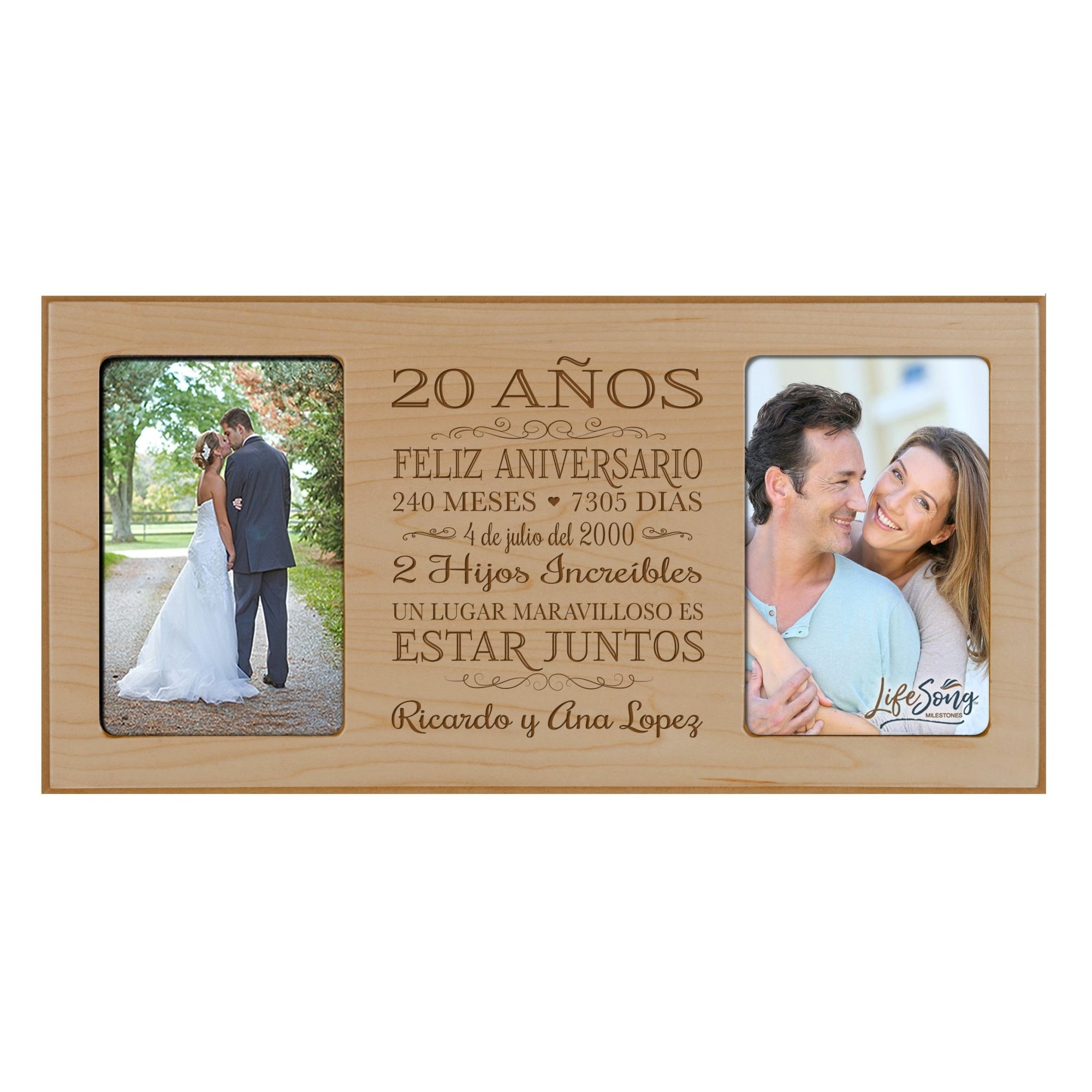 Lifesong Milestones Personalized Couples 20th Wedding Anniversary Spanish Picture Fram