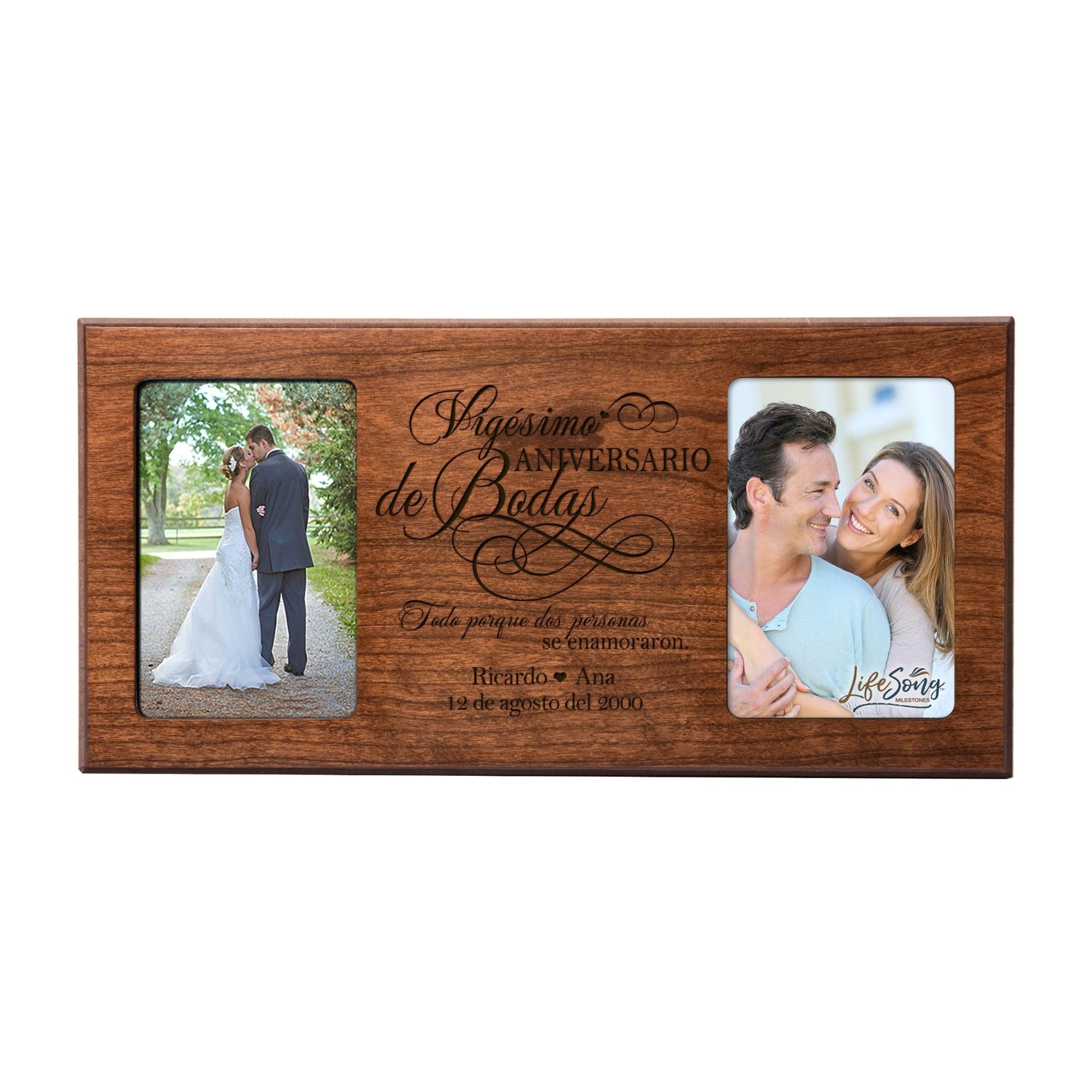 Lifesong Milestones Personalized Couples 20th Wedding Anniversary Spanish Picture Frame Home Decor