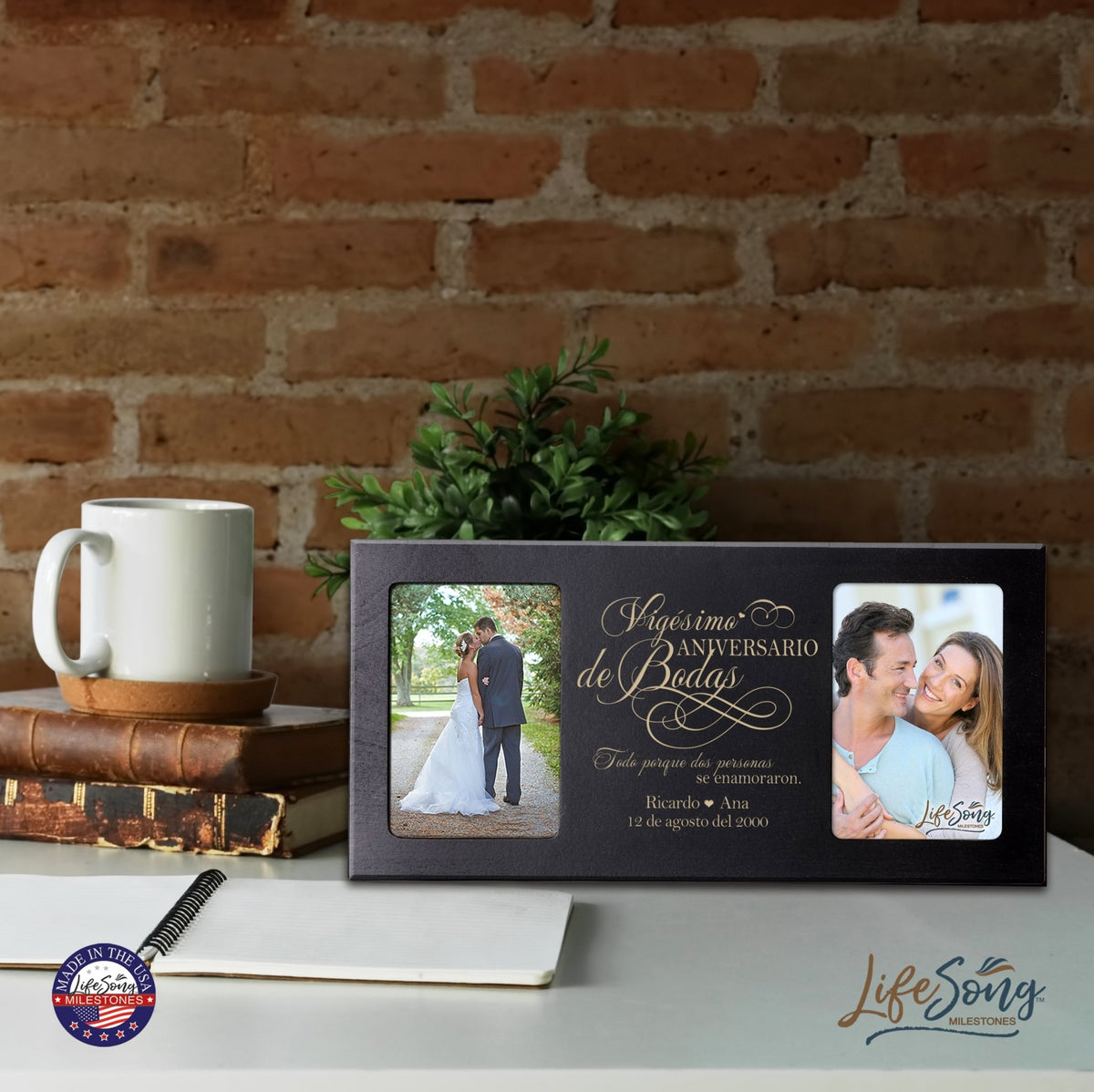Lifesong Milestones Personalized Couples 20th Wedding Anniversary Spanish Picture Frame Home Decor