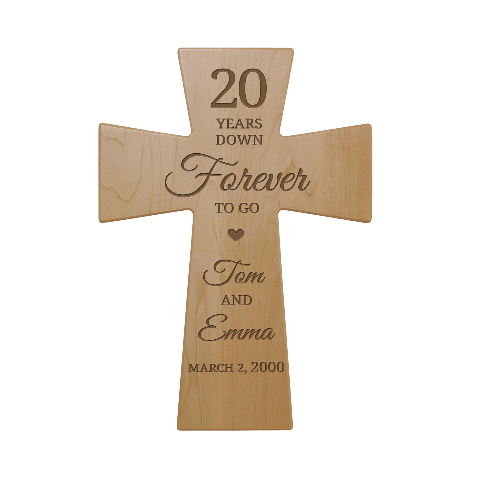 Personalized 20th Wedding Anniversary Cherry Wall Cross 12x17 (20 Years Down) - LifeSong Milestones