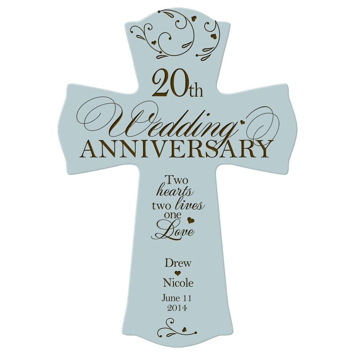 Personalized 20th Wedding Anniversary Wall Cross - One Love - LifeSong Milestones