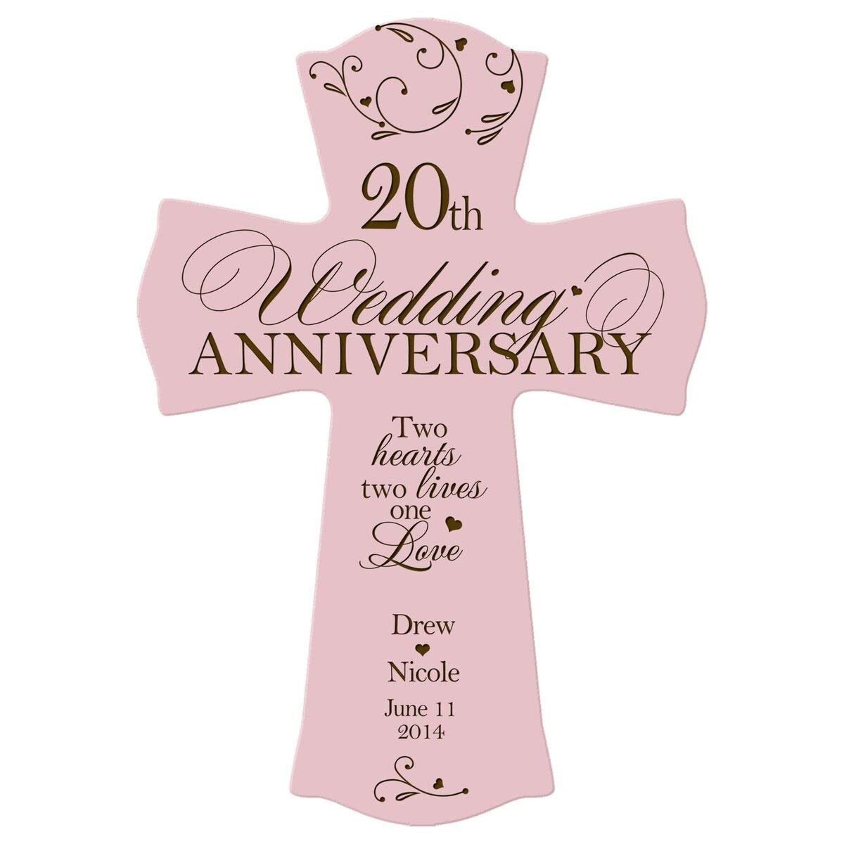 Personalized 20th Wedding Anniversary Wall Cross - One Love - LifeSong Milestones
