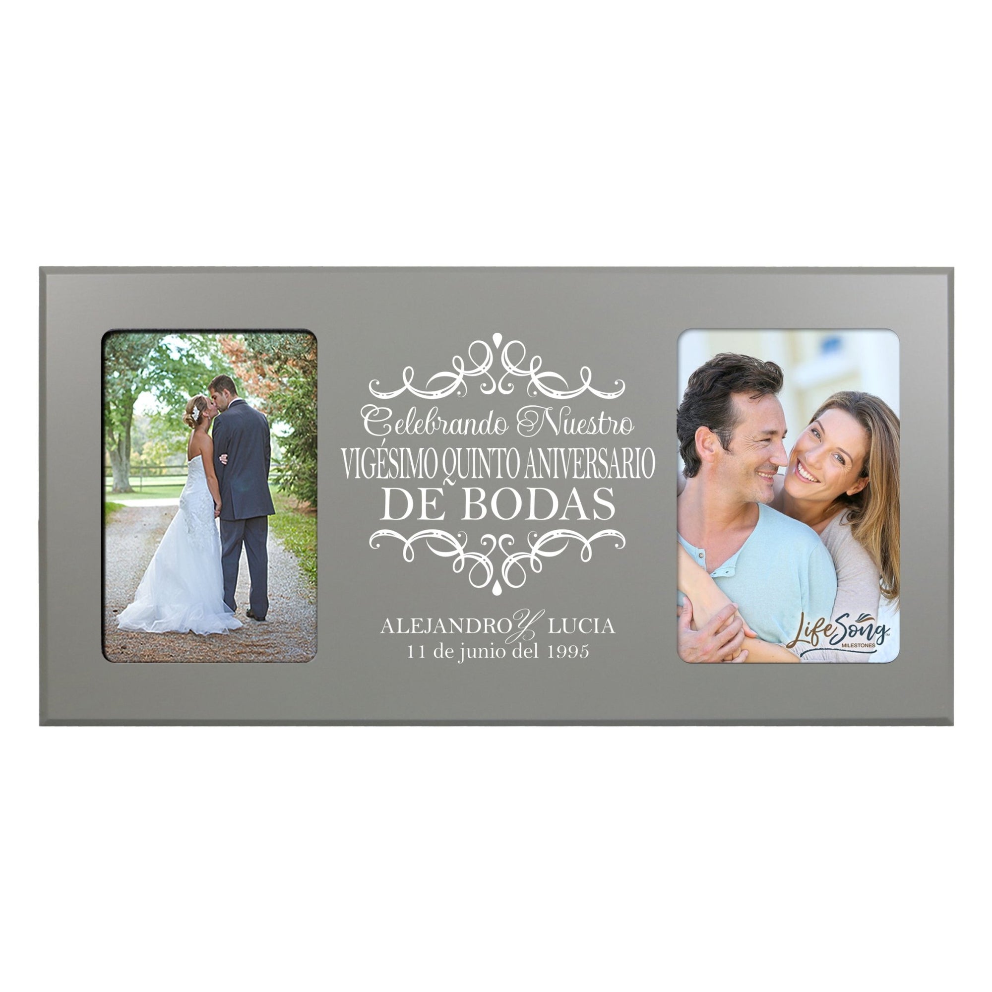 Unique Spanish Picture Frame 25th Wedding Anniversary Home Decor – Personalized Gift for Couples