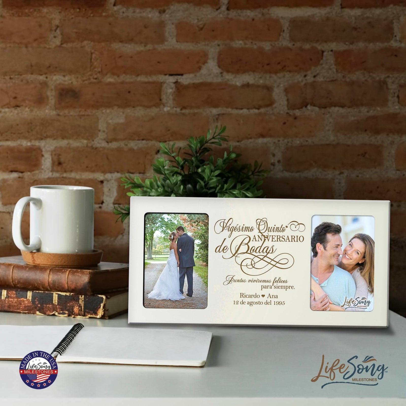 Lifesong Milestones Personalized Couples 25th Wedding Anniversary Spanish Picture Frame Home Decor