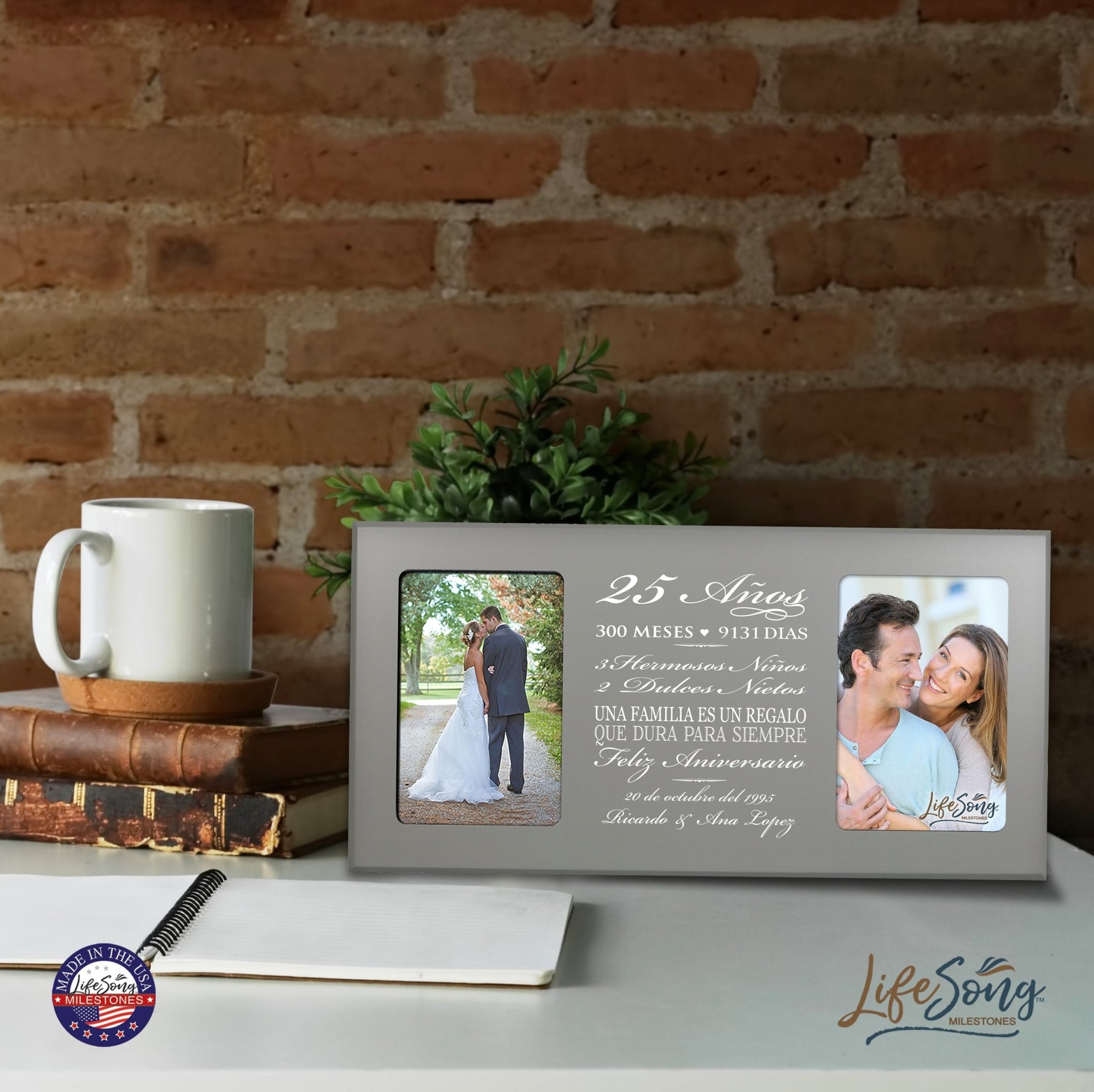 Lifesong Milestones Personalized Couples 25th Wedding Anniversary Spanish Picture Frame