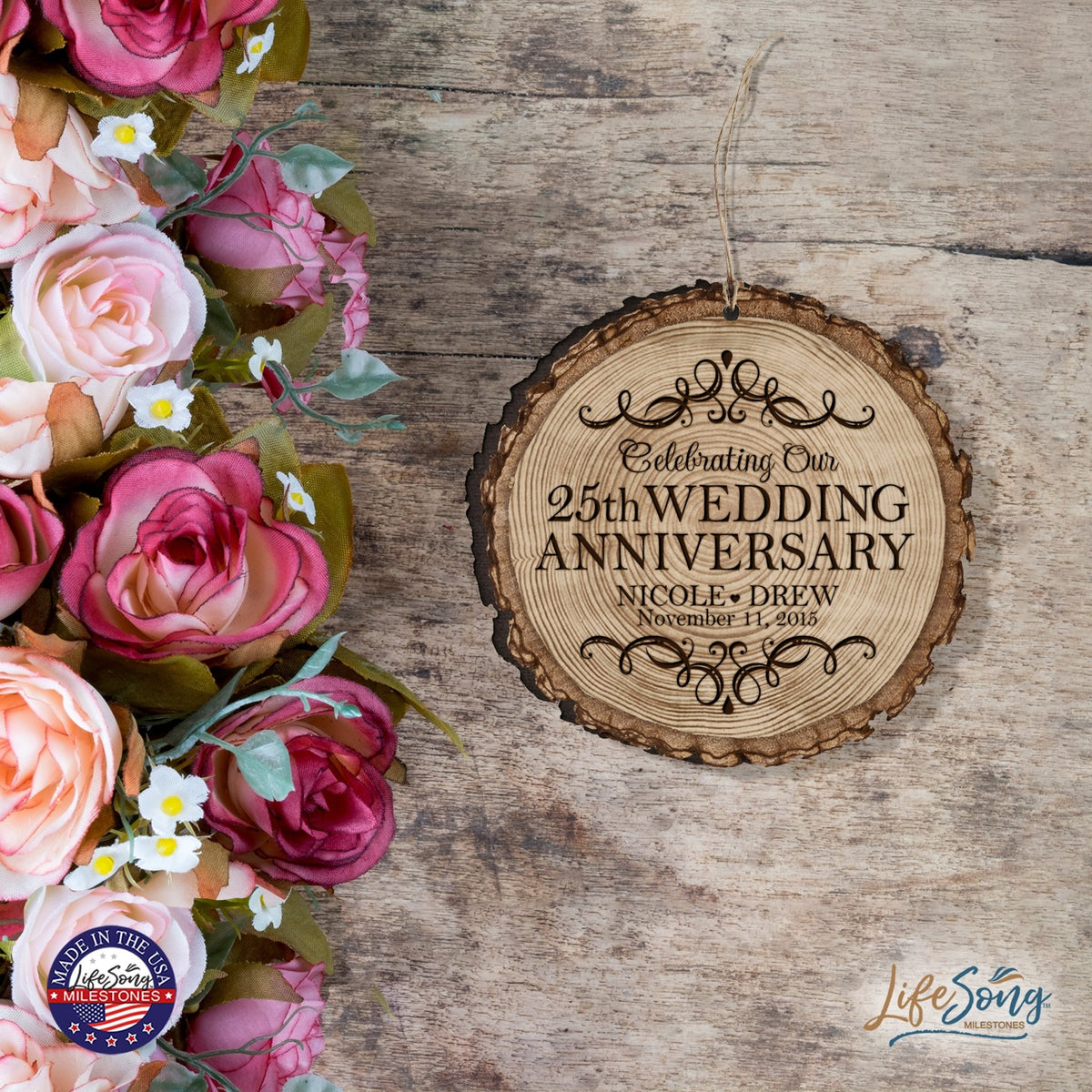 Personalized 25th Wedding Anniversary Engraved Ornament - LifeSong Milestones