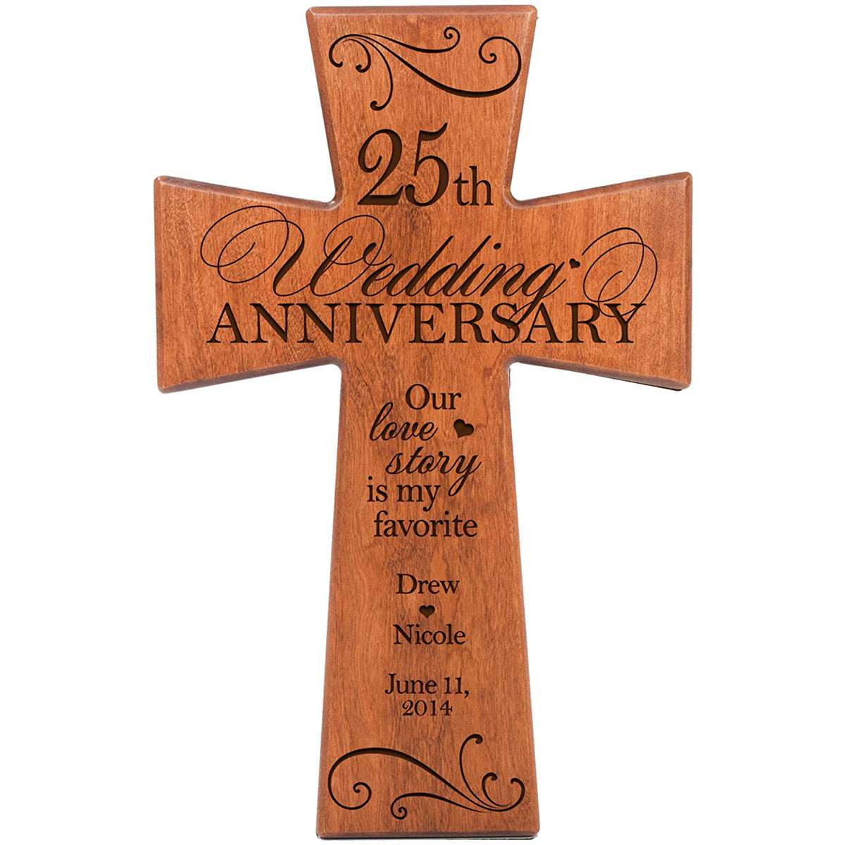 Personalized 25th Wedding Anniversary Wall Cross - Our Love Story - LifeSong Milestones