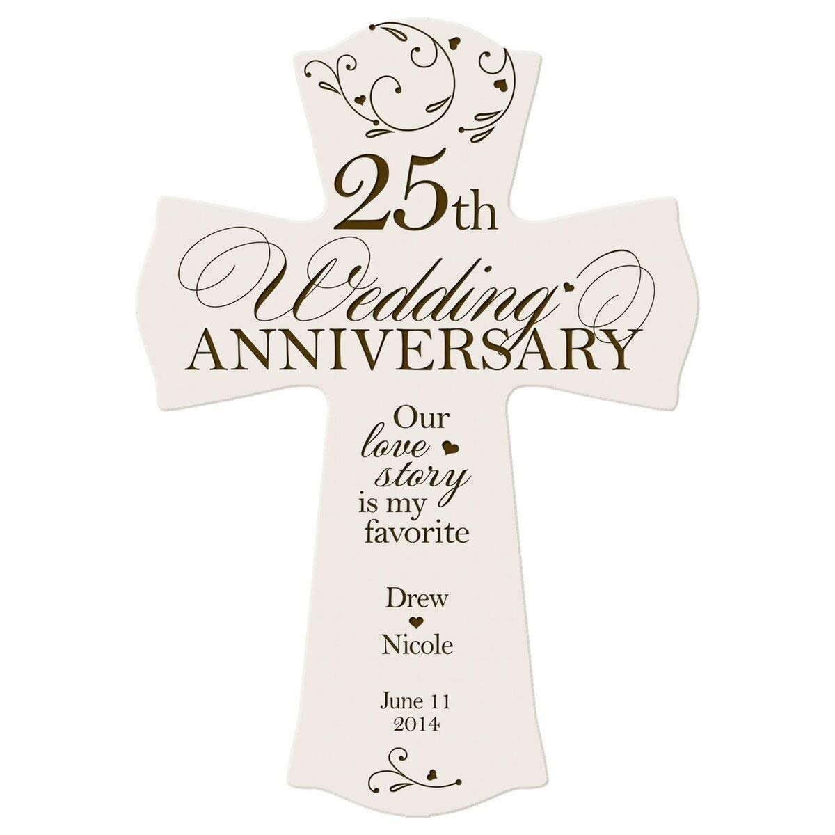 Personalized 25th Wedding Anniversary Wall Cross - Our Love Story - LifeSong Milestones