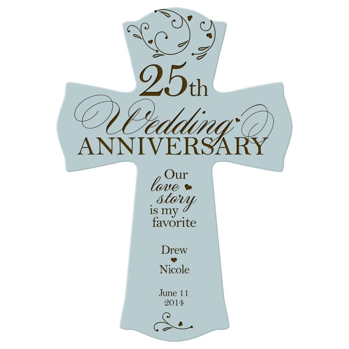 Personalized 25th Wedding Anniversary Wall Cross - Our Love Story - LifeSong Milestones