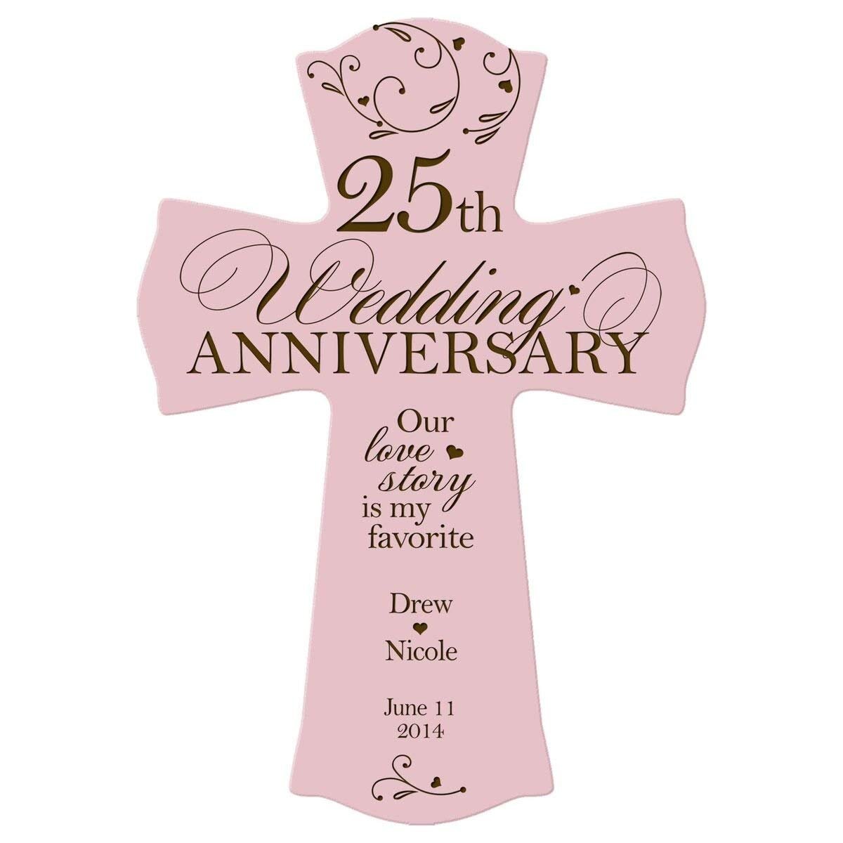 Personalized 25th Wedding Anniversary Wall Cross - Our Love Story - LifeSong Milestones