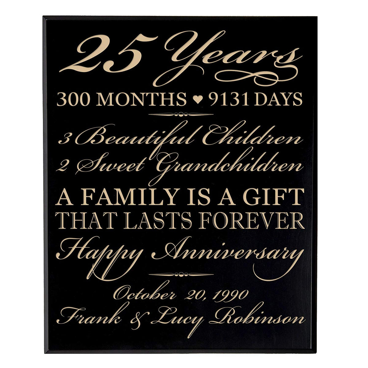 Personalized 25th Wedding Anniversary Wall Plaque - LifeSong Milestones