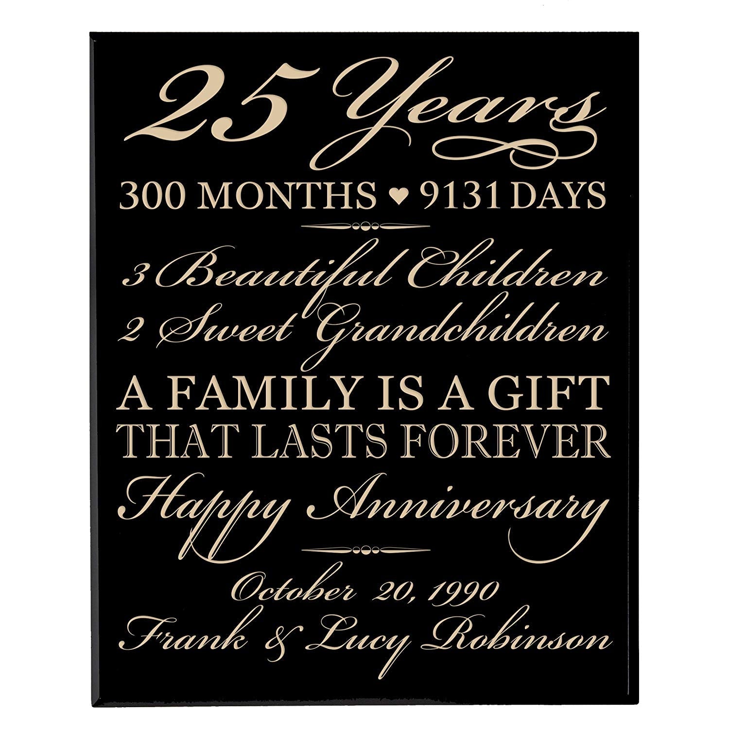 Personalized 25th Wedding Anniversary Wall Plaque - LifeSong Milestones