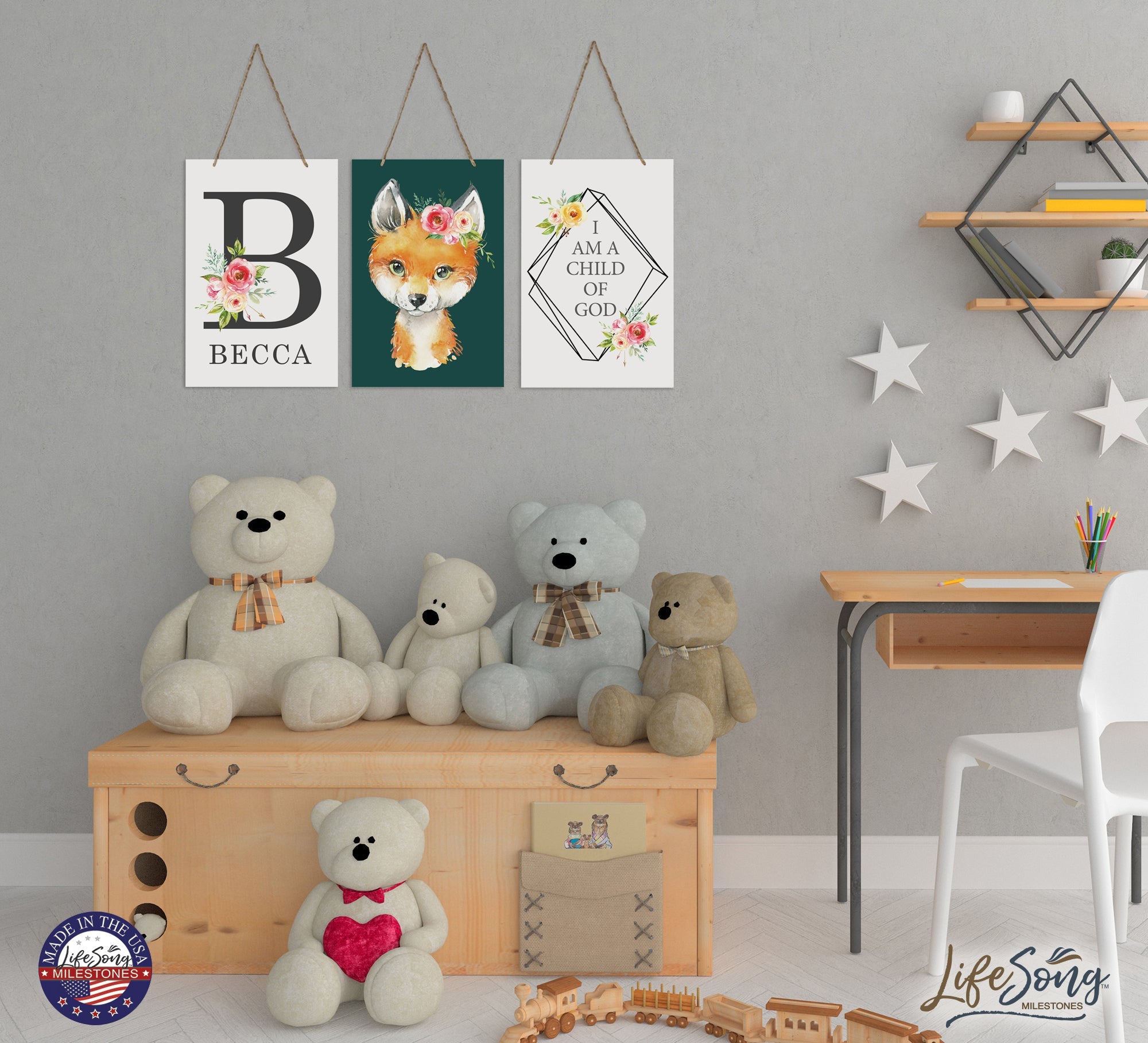 Personalized 3 Piece Nursery Wall Decor Monogram - Child of God - LifeSong Milestones