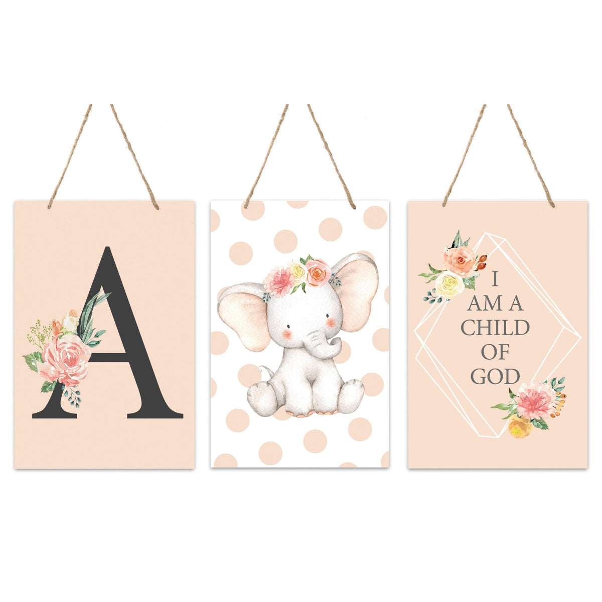 Personalized 3 Piece Nursery Wall Decor Monogram - Child of God - LifeSong Milestones