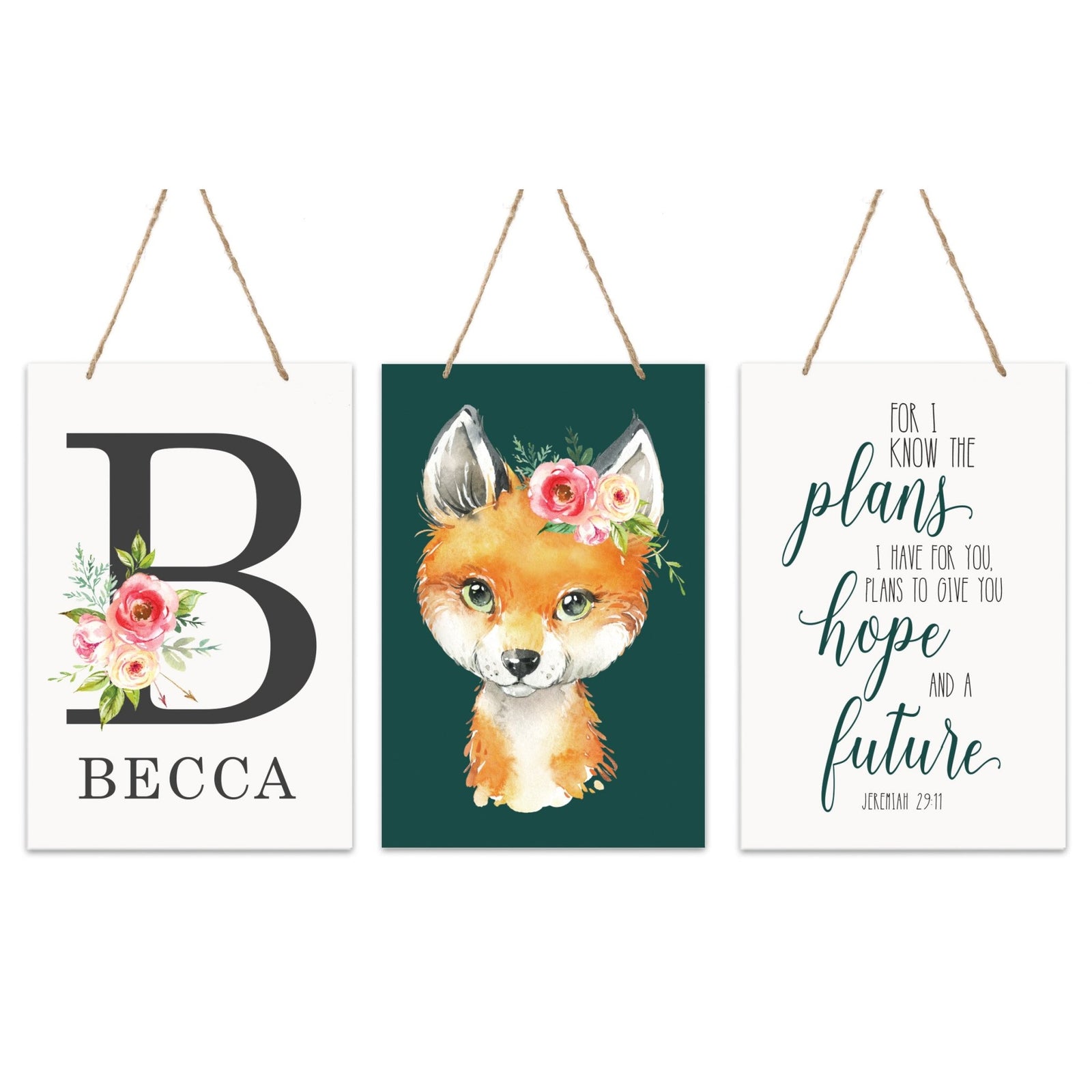 Personalized 3 Piece Nursery Wall Decor Monogram - I Know The Plans - LifeSong Milestones