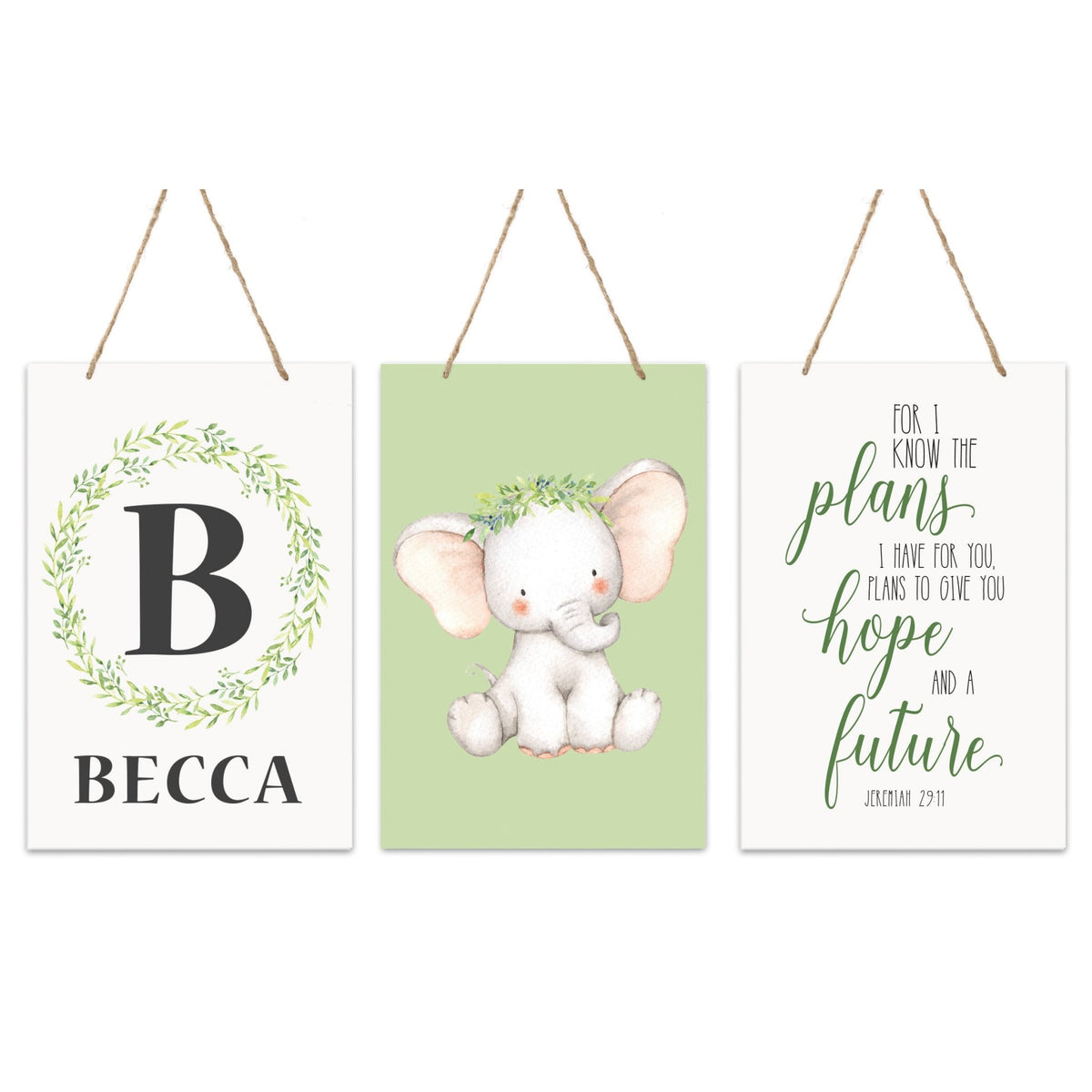 Personalized 3 Piece Nursery Wall Decor Monogram - I Know The Plans - LifeSong Milestones
