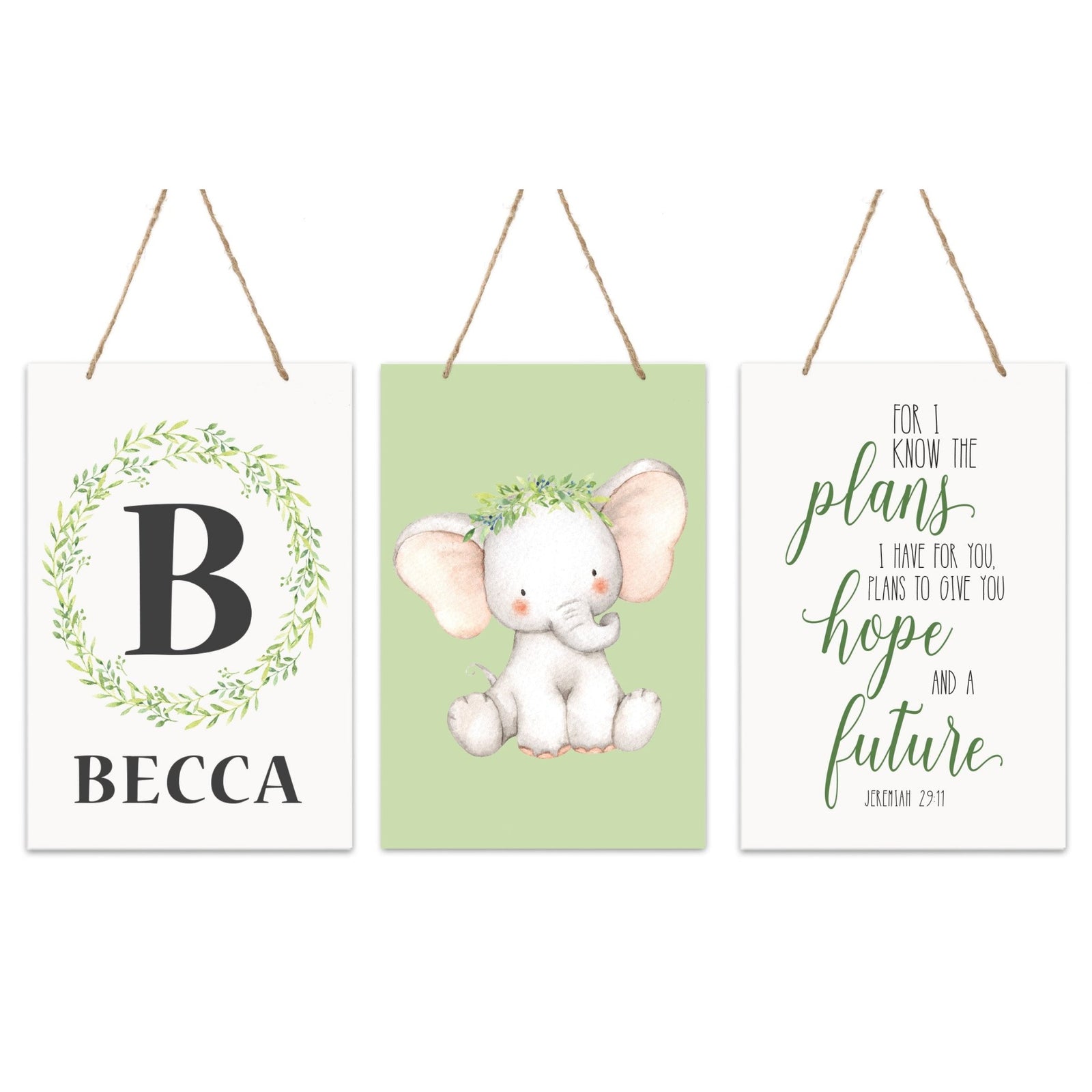 Personalized 3 Piece Nursery Wall Decor Monogram - I Know The Plans - LifeSong Milestones