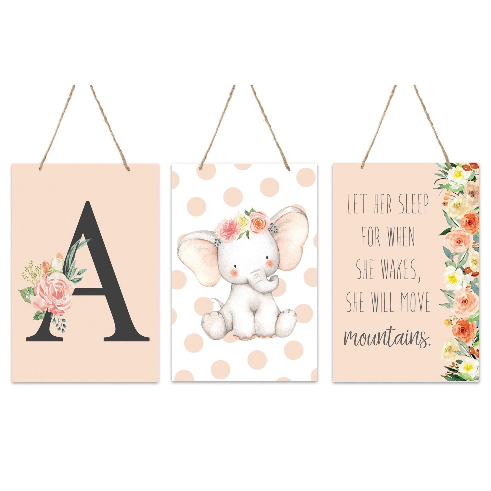 Personalized 3 Piece Nursery Wall Decor Monogram - Let Her Sleep - LifeSong Milestones