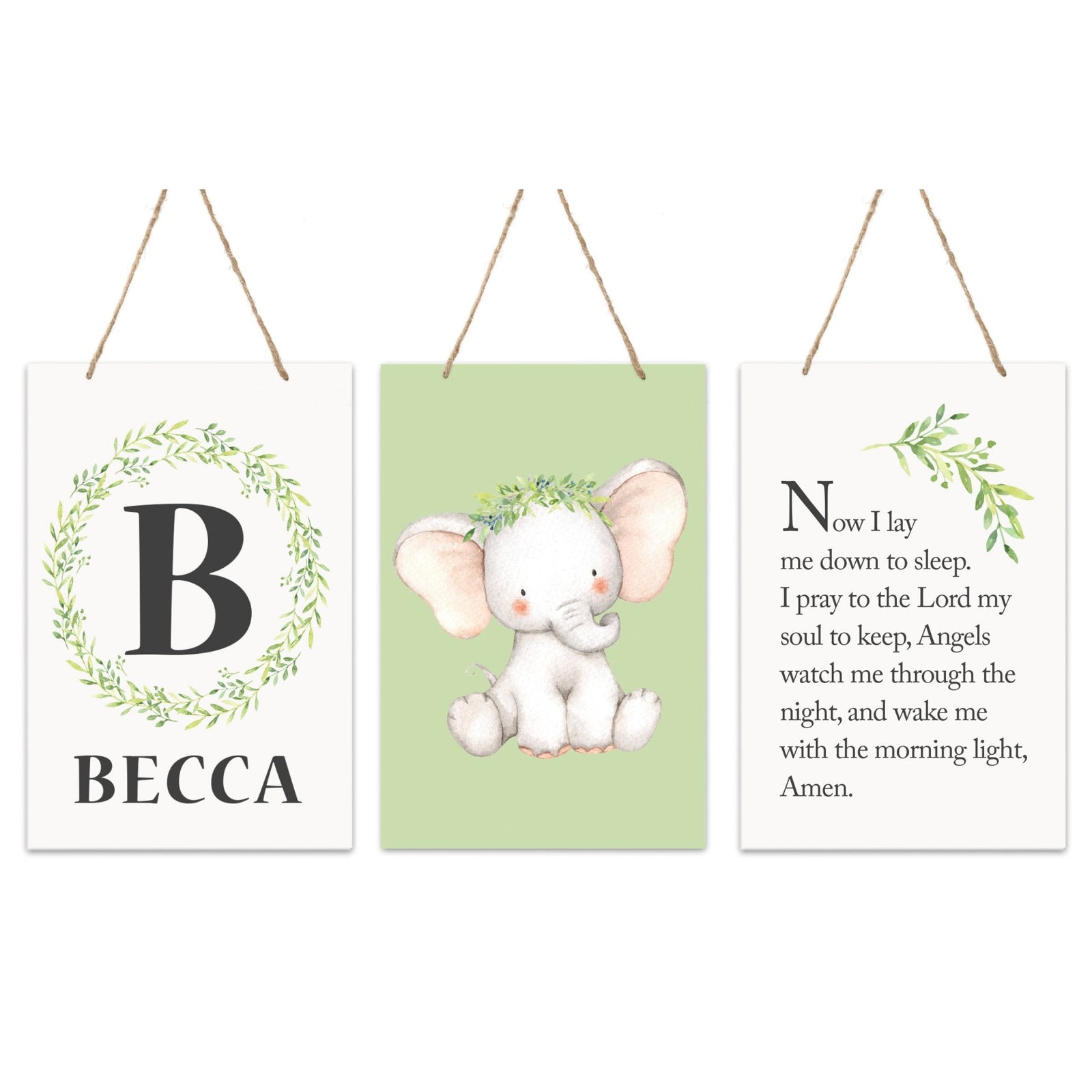 Personalized 3 Piece Nursery Wall Decor Monogram - Nighttime Prayer - LifeSong Milestones