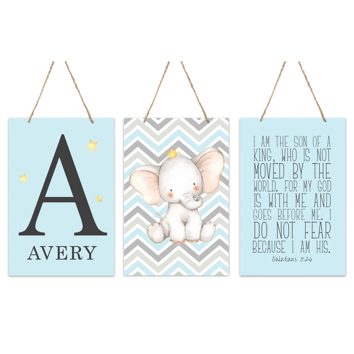 Personalized 3 Piece Nursery Wall Decor Monogram - Son of A King - LifeSong Milestones
