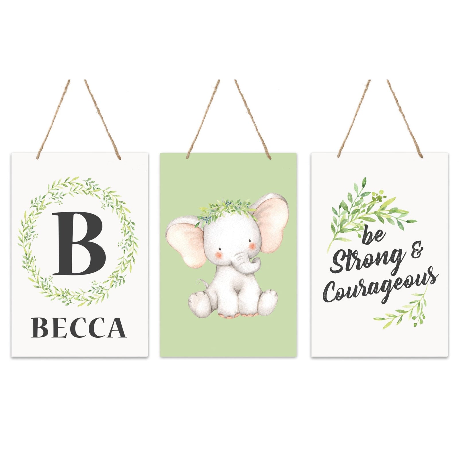 Personalized 3 Piece Nursery Wall Decor Monogram - Strong & Courageous - LifeSong Milestones