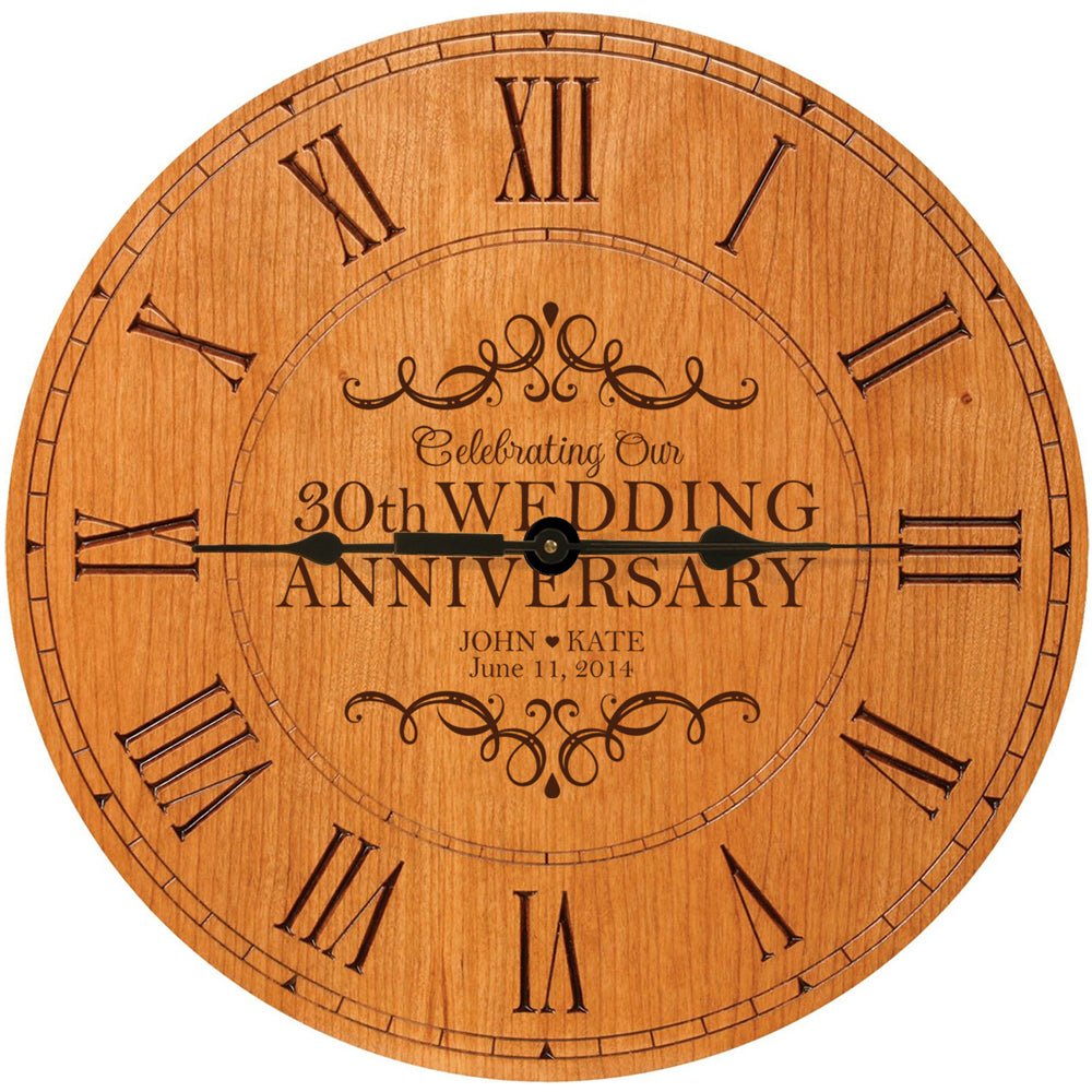 Lifesong Milestones Personalized Engraved Wooden Wall Clock for 30th Wedding Anniversary Gift Ideas