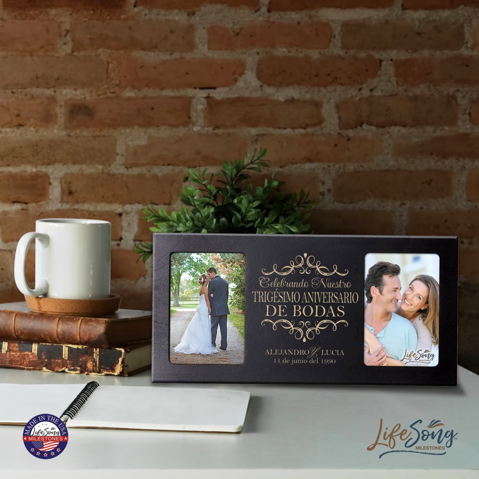 Unique Spanish Picture Frame 30th Wedding Anniversary Home Decor – Personalized Gift for Couples