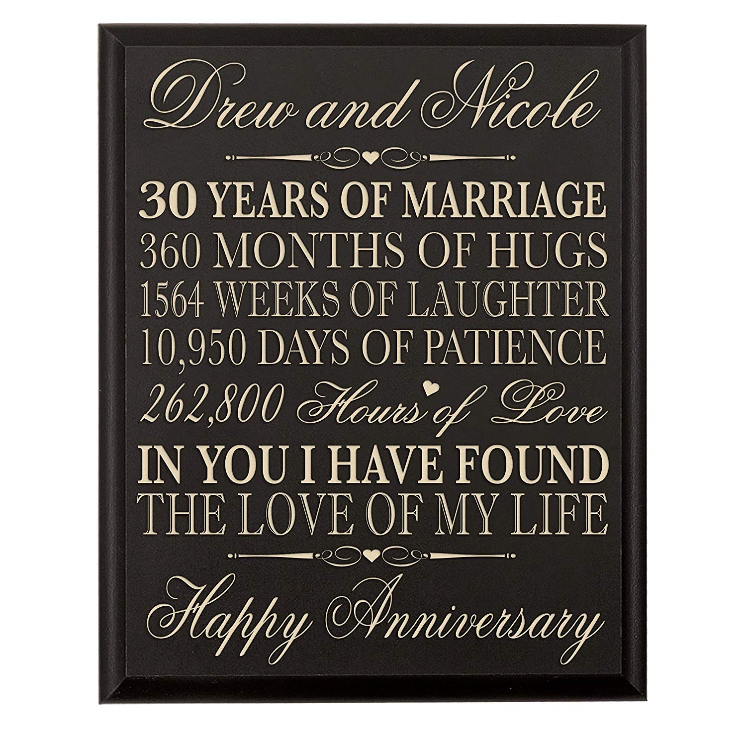 Personalized 30th Anniversary Wall Plaque Gift - Love Of My Life - LifeSong Milestones