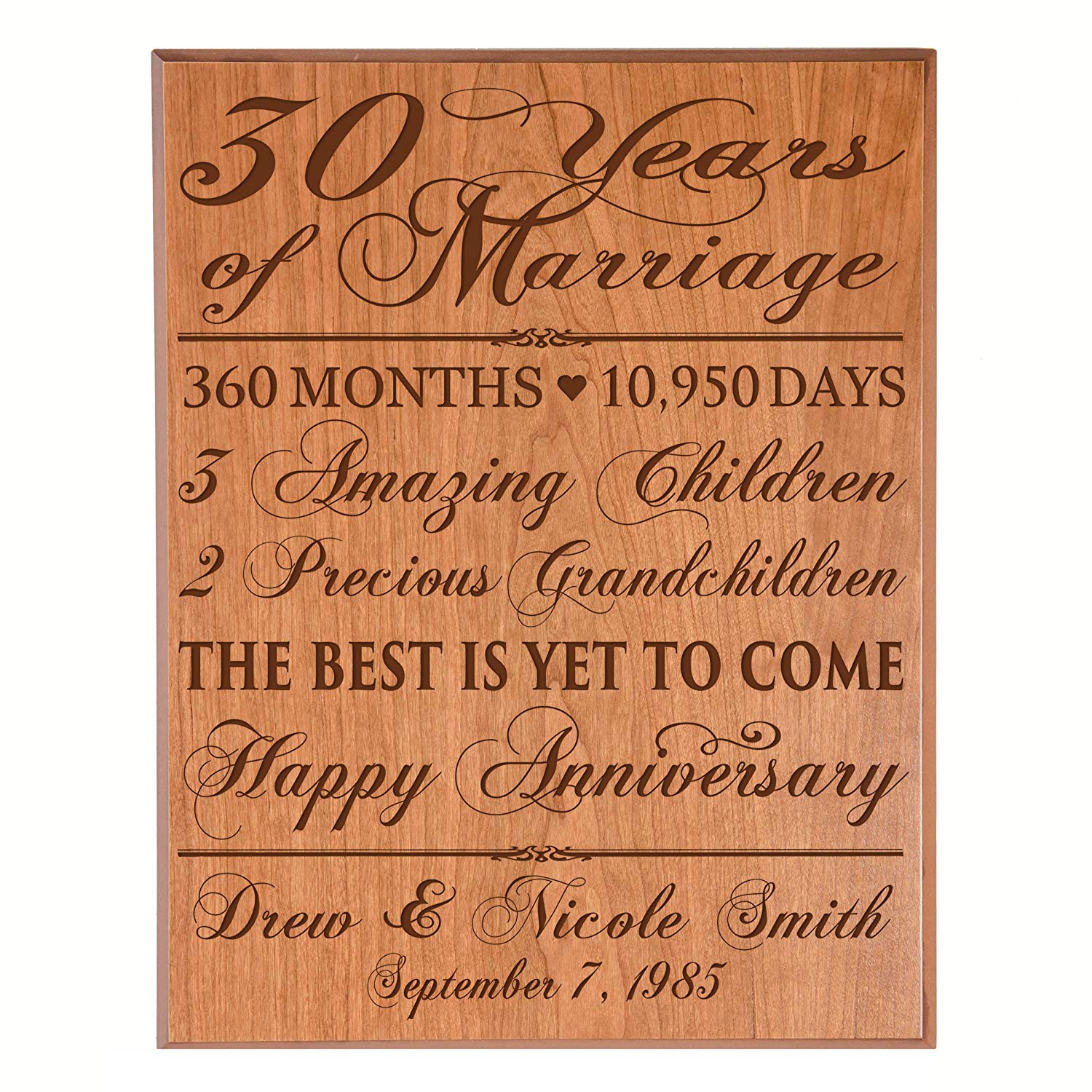 Personalized 30th Anniversary Wall Plaque - The Best Is Yet To Come - LifeSong Milestones