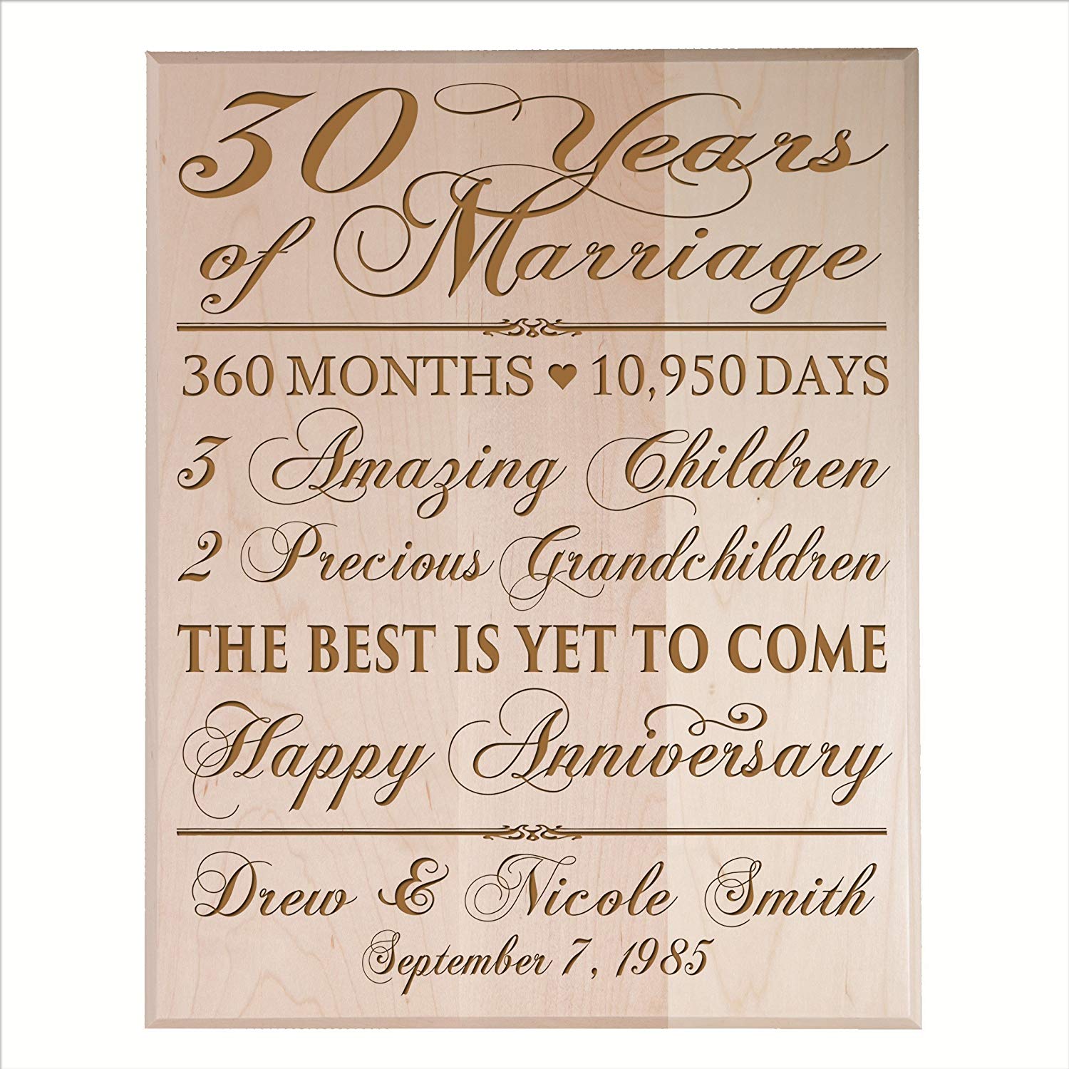 Personalized 30th Anniversary Wall Plaque - The Best Is Yet To Come - LifeSong Milestones