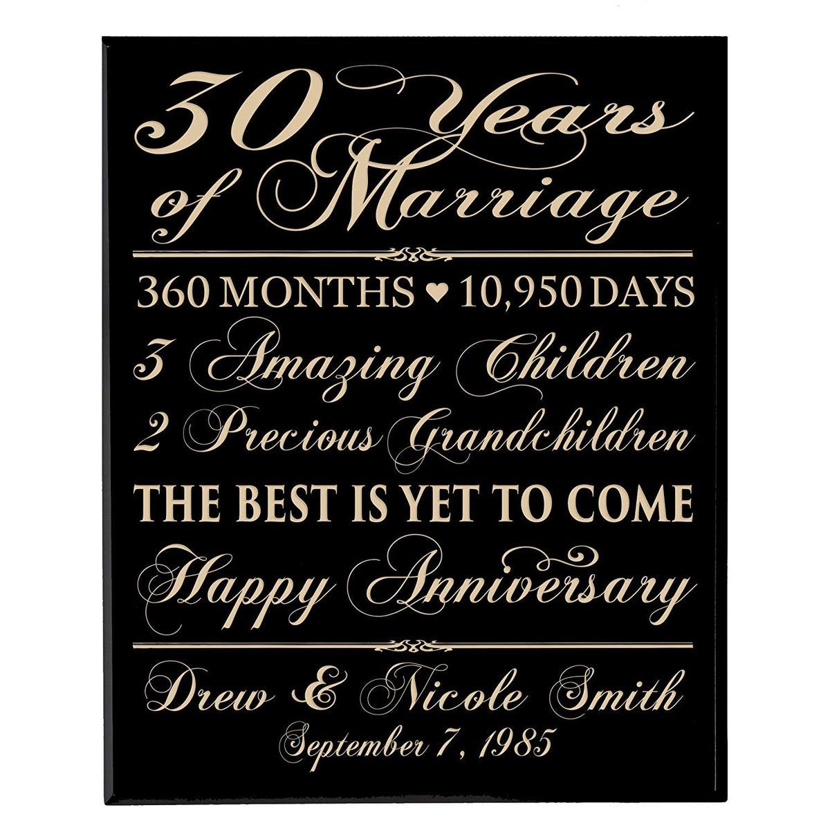 Personalized 30th Anniversary Wall Plaque - The Best Is Yet To Come - LifeSong Milestones